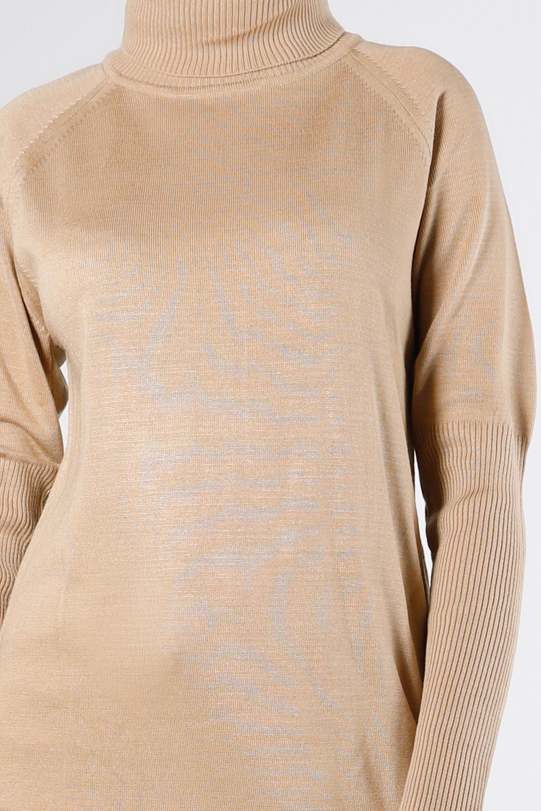 Tesettür giyim KAHVE YIRTMAÇ DETAYLI BASIC TRİKO TUNİK 43160