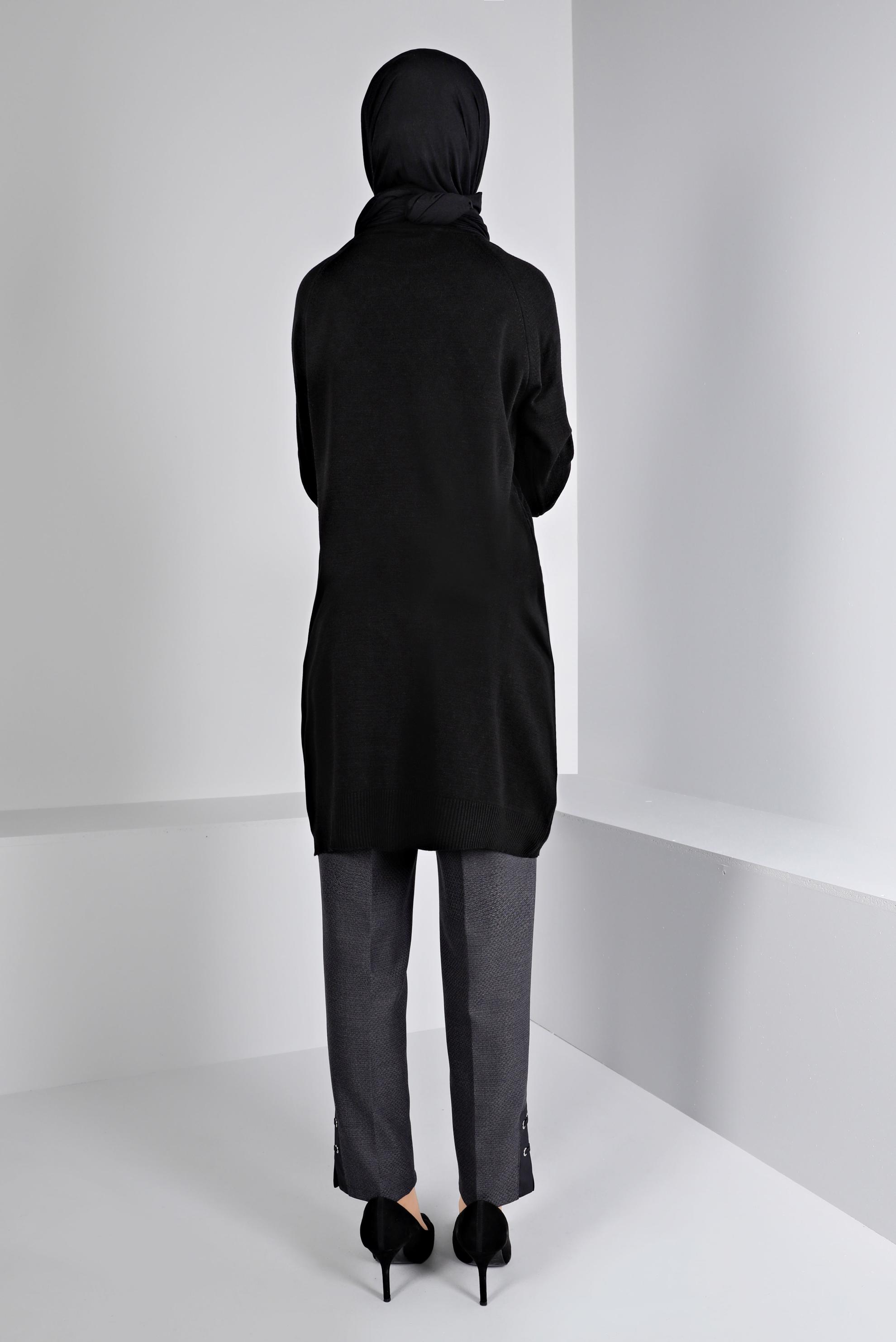 Tesettür giyim SİYAH KAPİTONE DESENLİ TRİKO TUNİK 43161