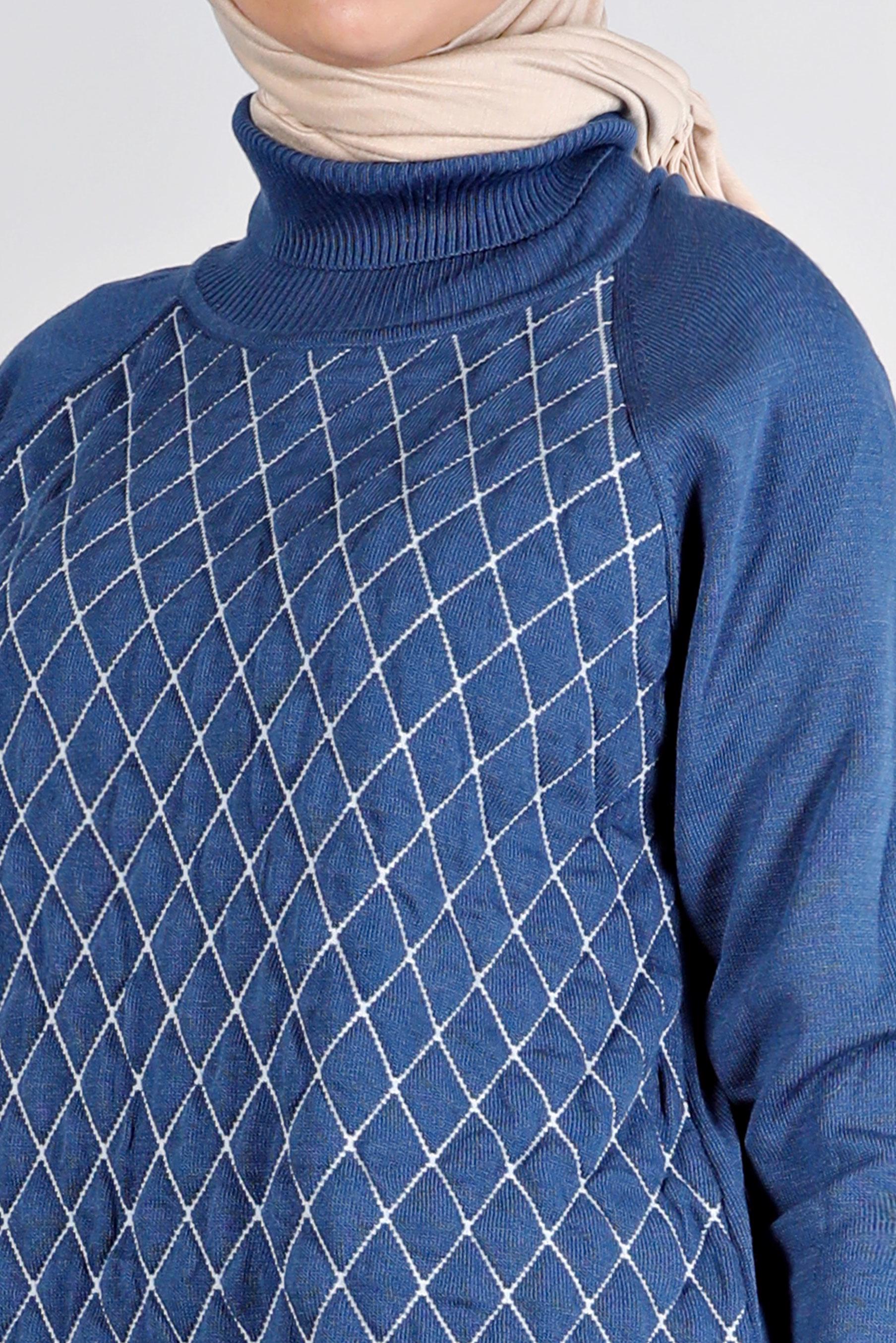 Tesettür giyim LACİVERT KAPİTONE DESENLİ TRİKO TUNİK 43161