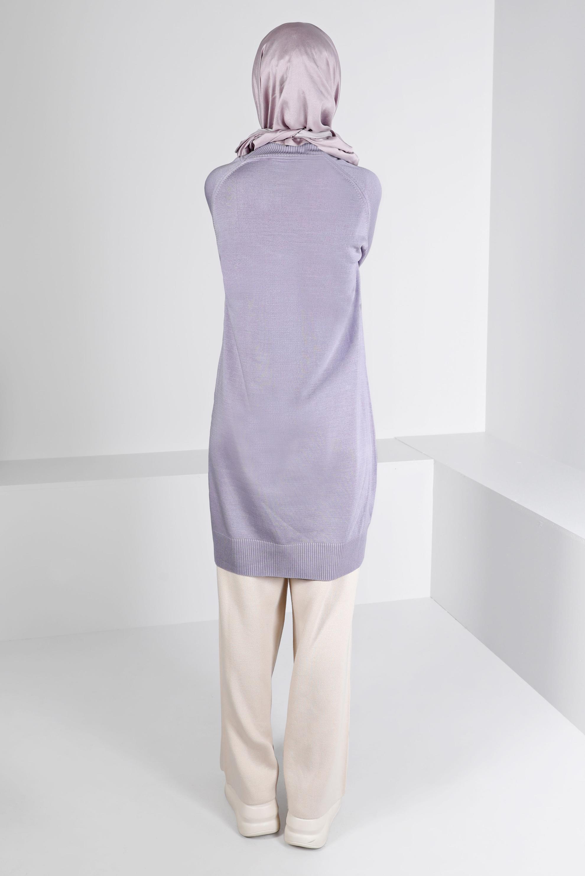 Tesettür giyim MOR KAPİTONE DESENLİ TRİKO TUNİK 43161