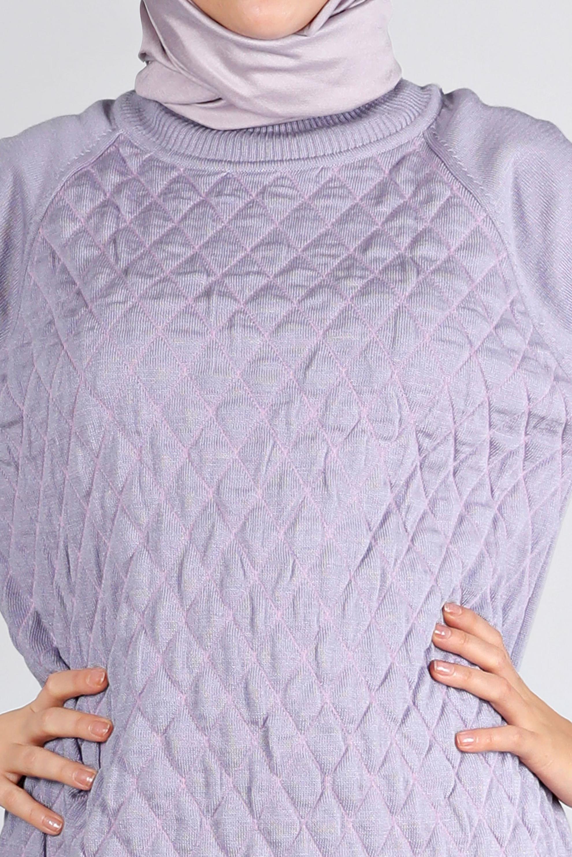 Tesettür giyim MOR KAPİTONE DESENLİ TRİKO TUNİK 43161