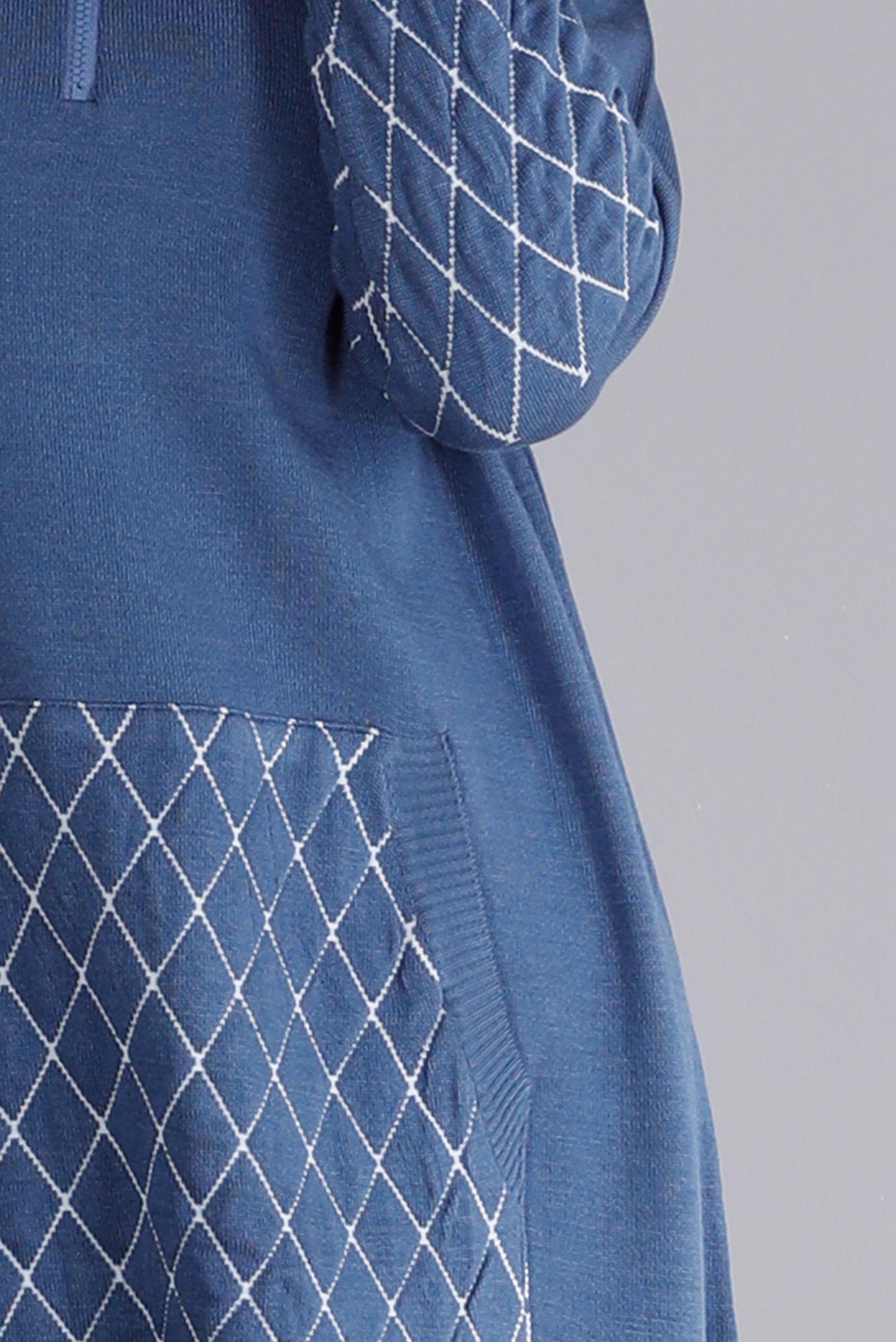 Tesettür giyim LACİVERT KAPİTONE DETAYLI KAPÜŞONLU TRİKO TUNİK 43162