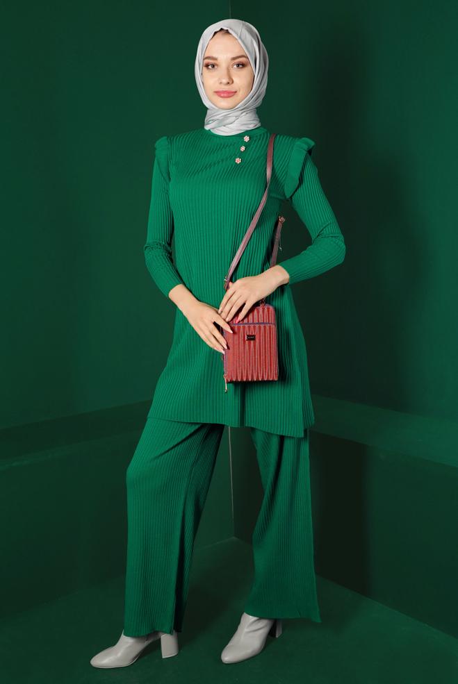 Tesettür giyim  TAŞLI FIRFIRLI TRİKO TUNİK 43163 - ALVİNA