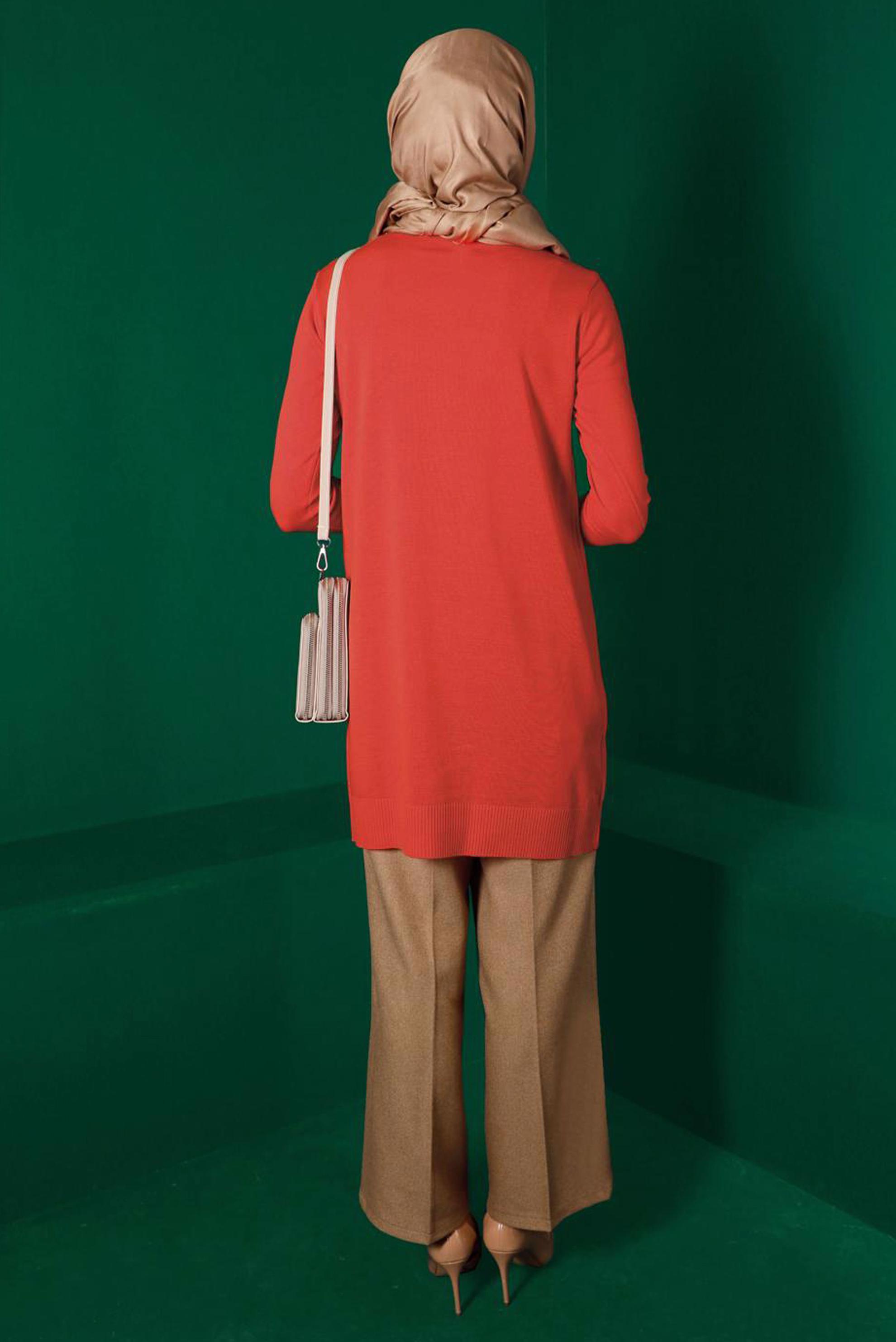 Tesettür giyim TURUNCU 43164 TRİKO TUNİK 38/44