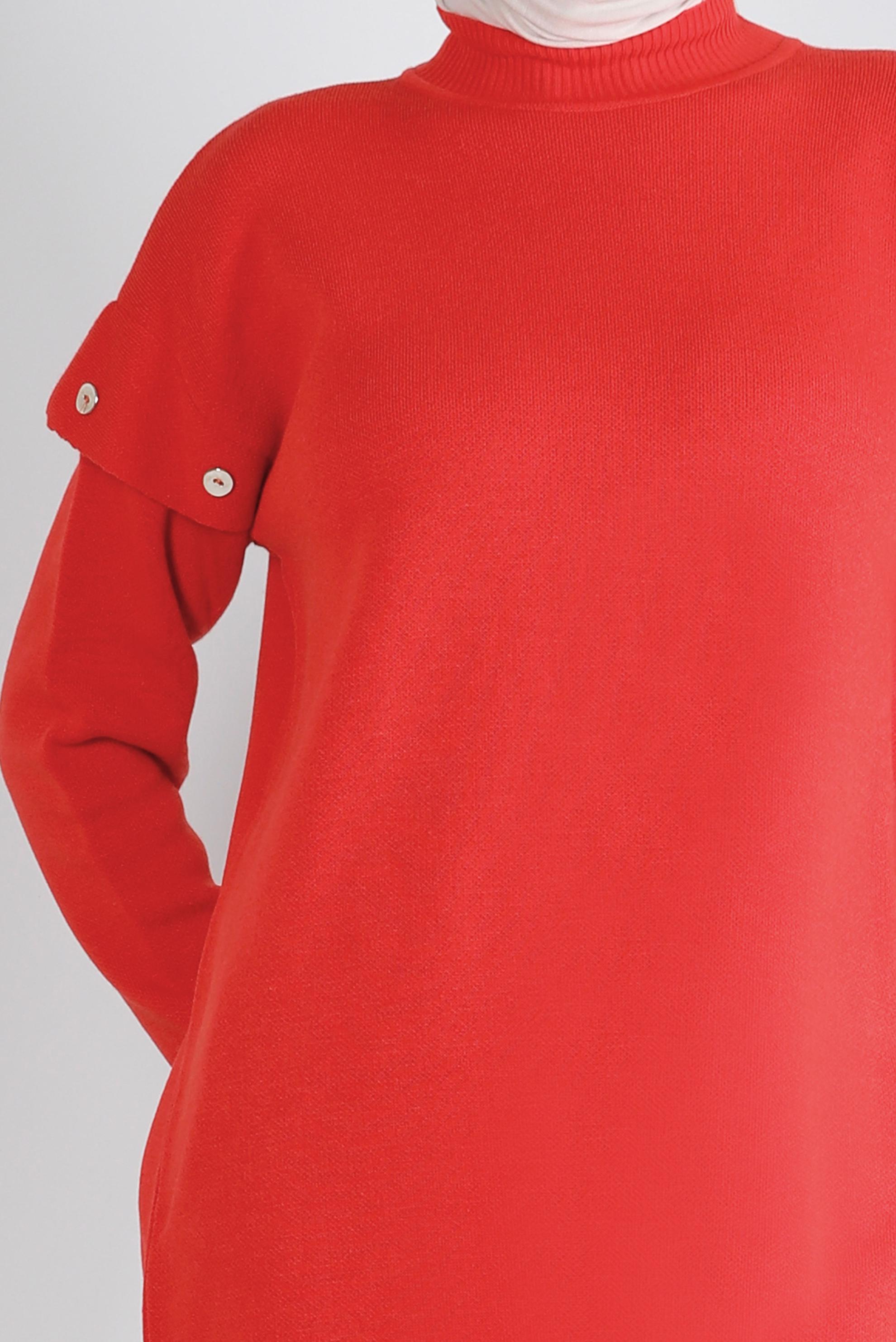 Vêtements hijab ROUGE TUNIQUE EN MAILLE AVEC BOUTONS 43166  
