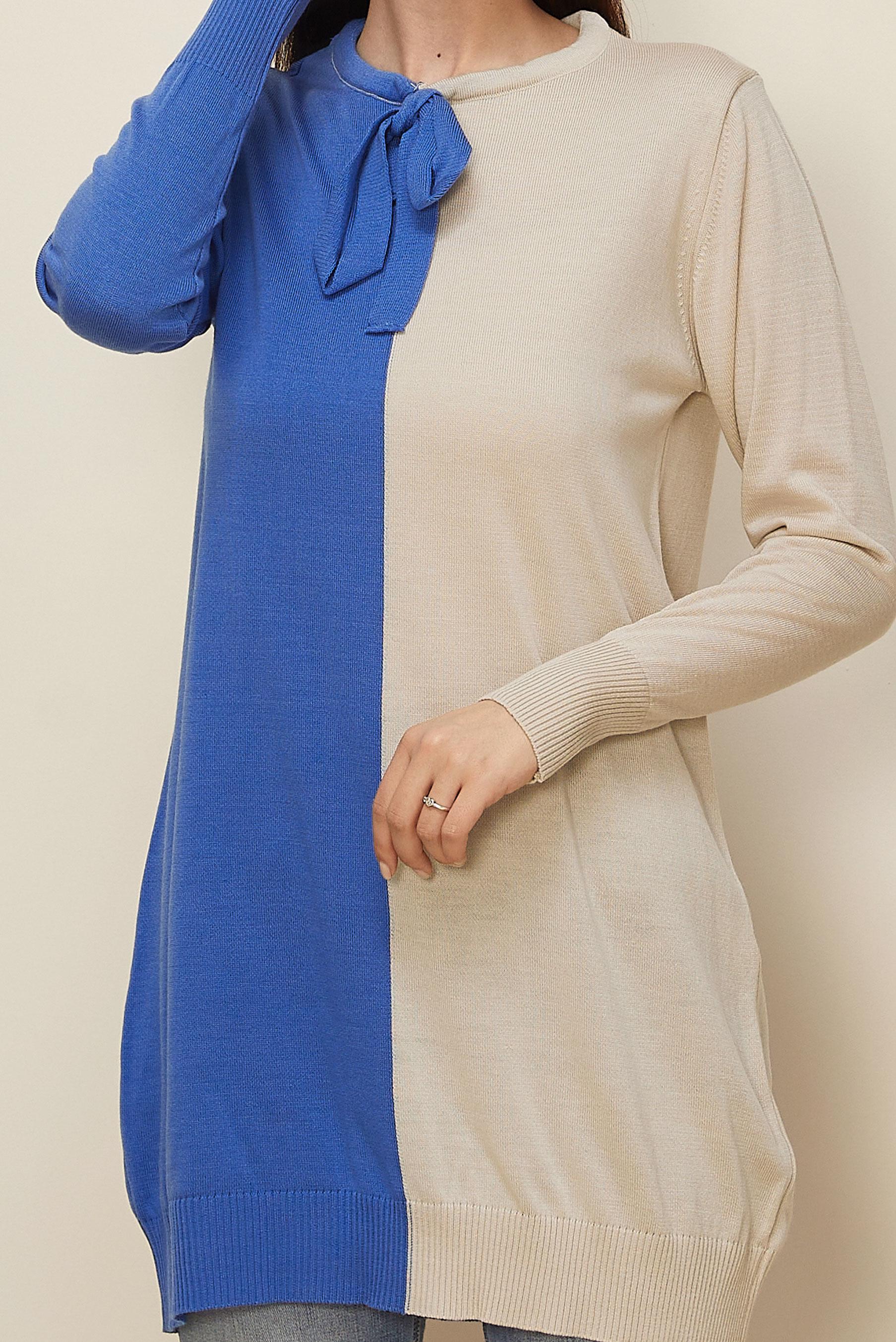 Vêtements hijab BLEU TUNIQUE EN MAILLE DOUBLE COULEUR 43167