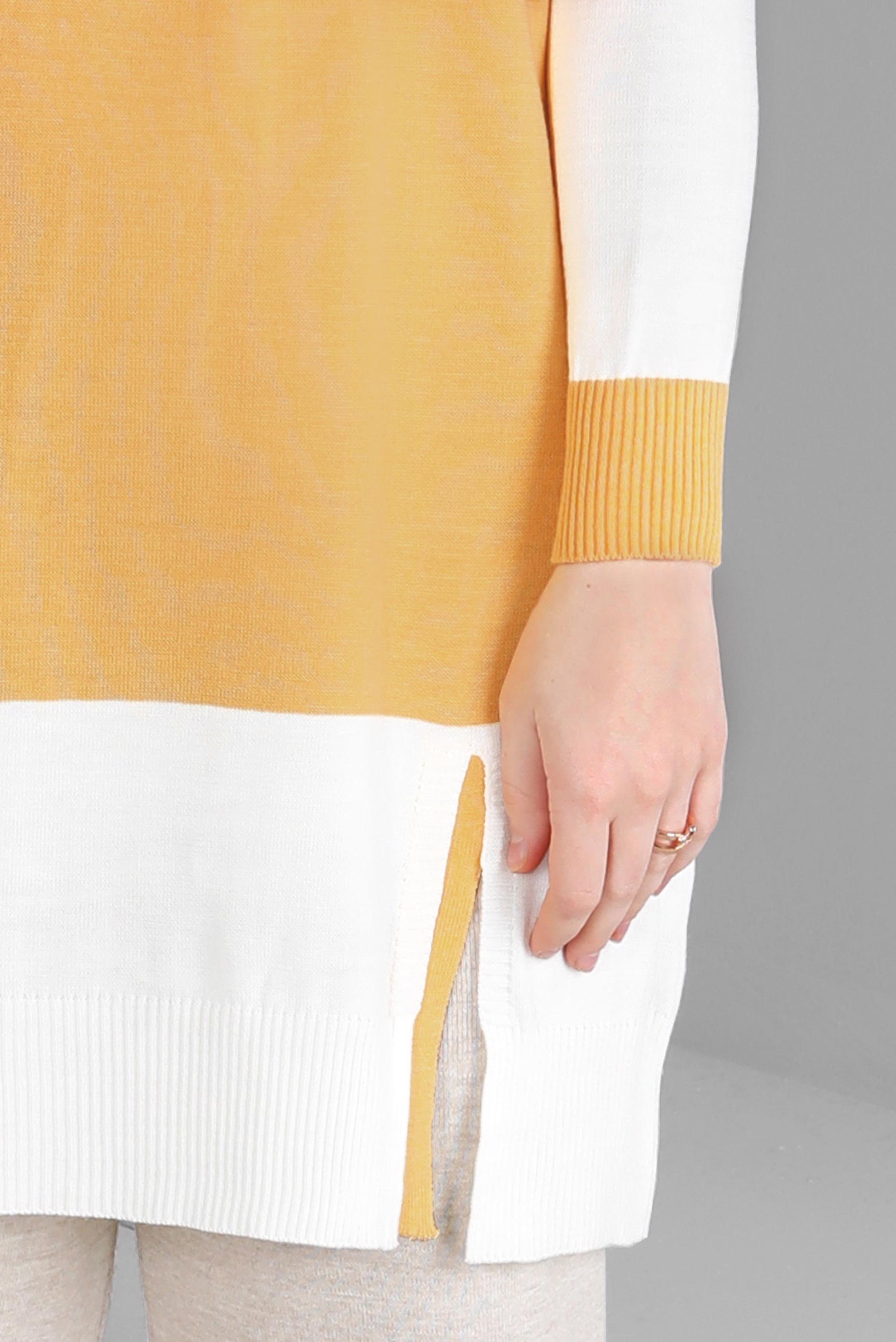 Tesettür giyim SARI RENK BLOKLU TRİKO TUNİK 43168