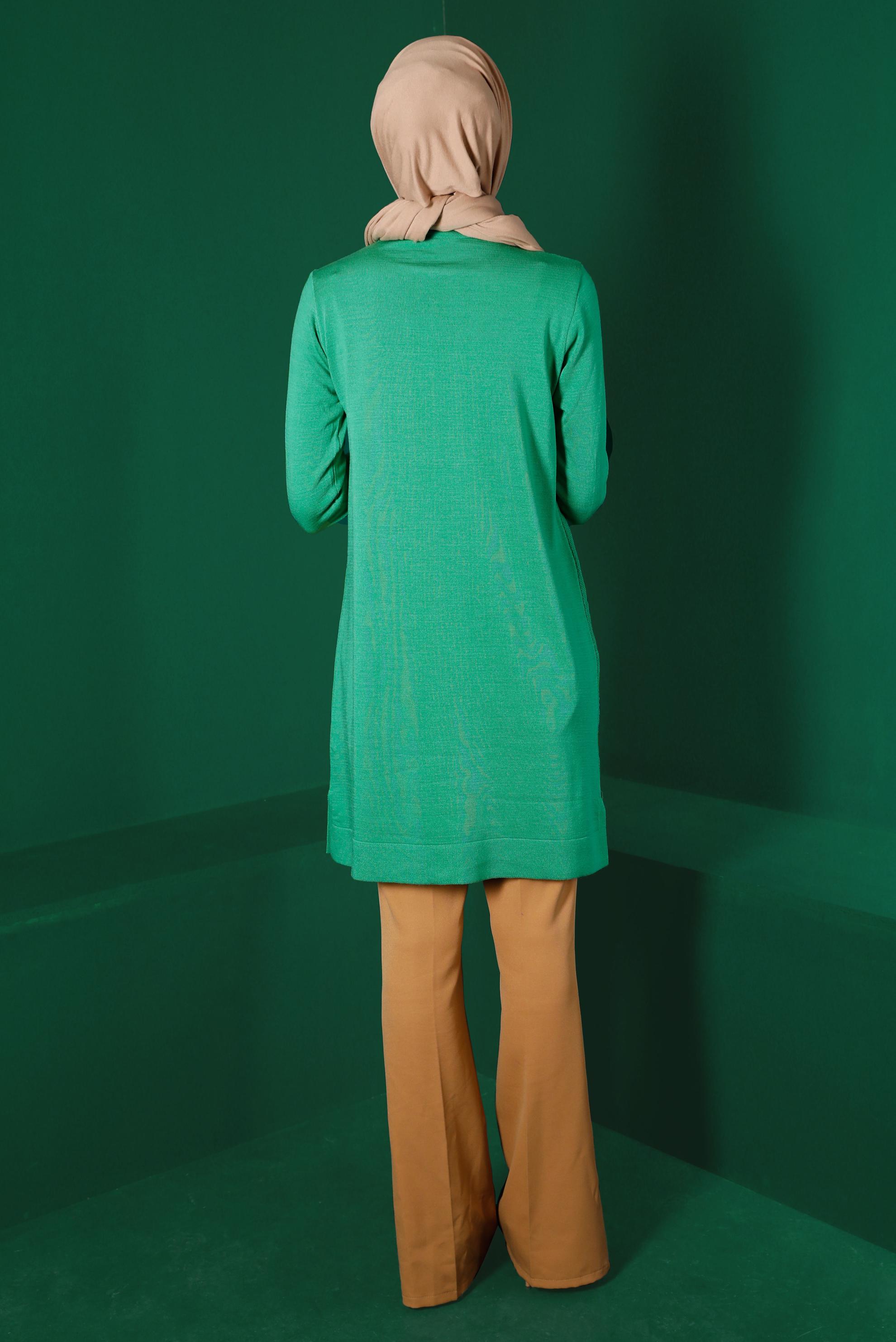 Tesettür giyim YEŞİL CEP DETAYLI BASIC TRİKO TUNİK 43172	