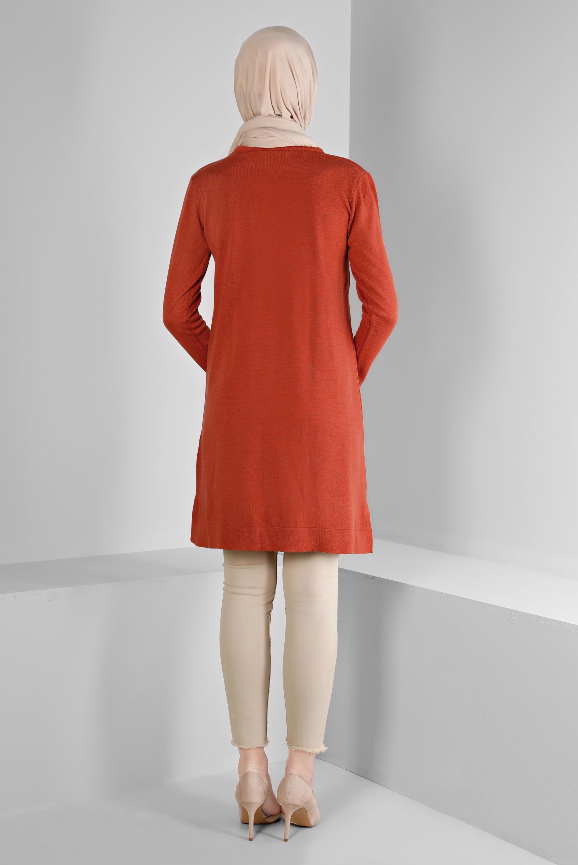 Tesettür giyim TURUNCU CEP DETAYLI BASIC TRİKO TUNİK 43172	