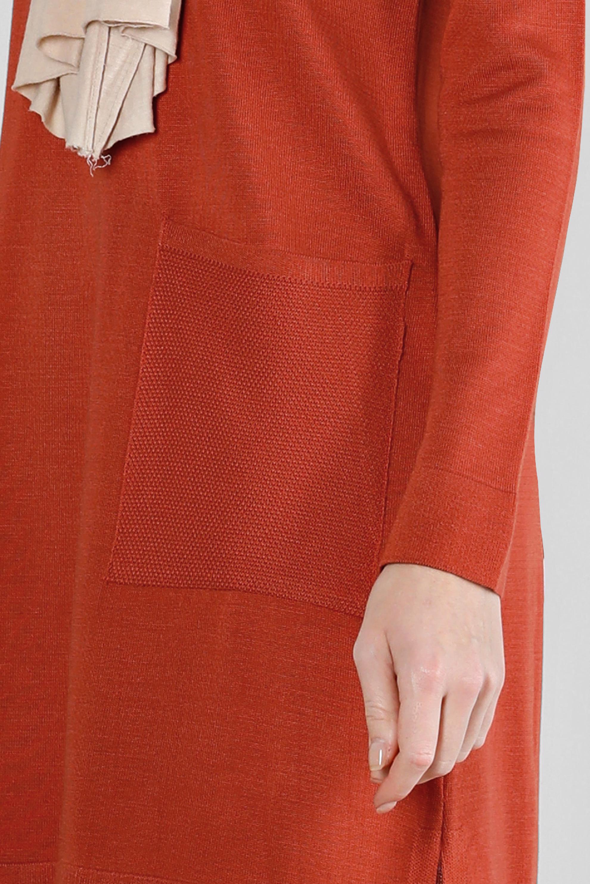 Tesettür giyim TURUNCU CEP DETAYLI BASIC TRİKO TUNİK 43172	