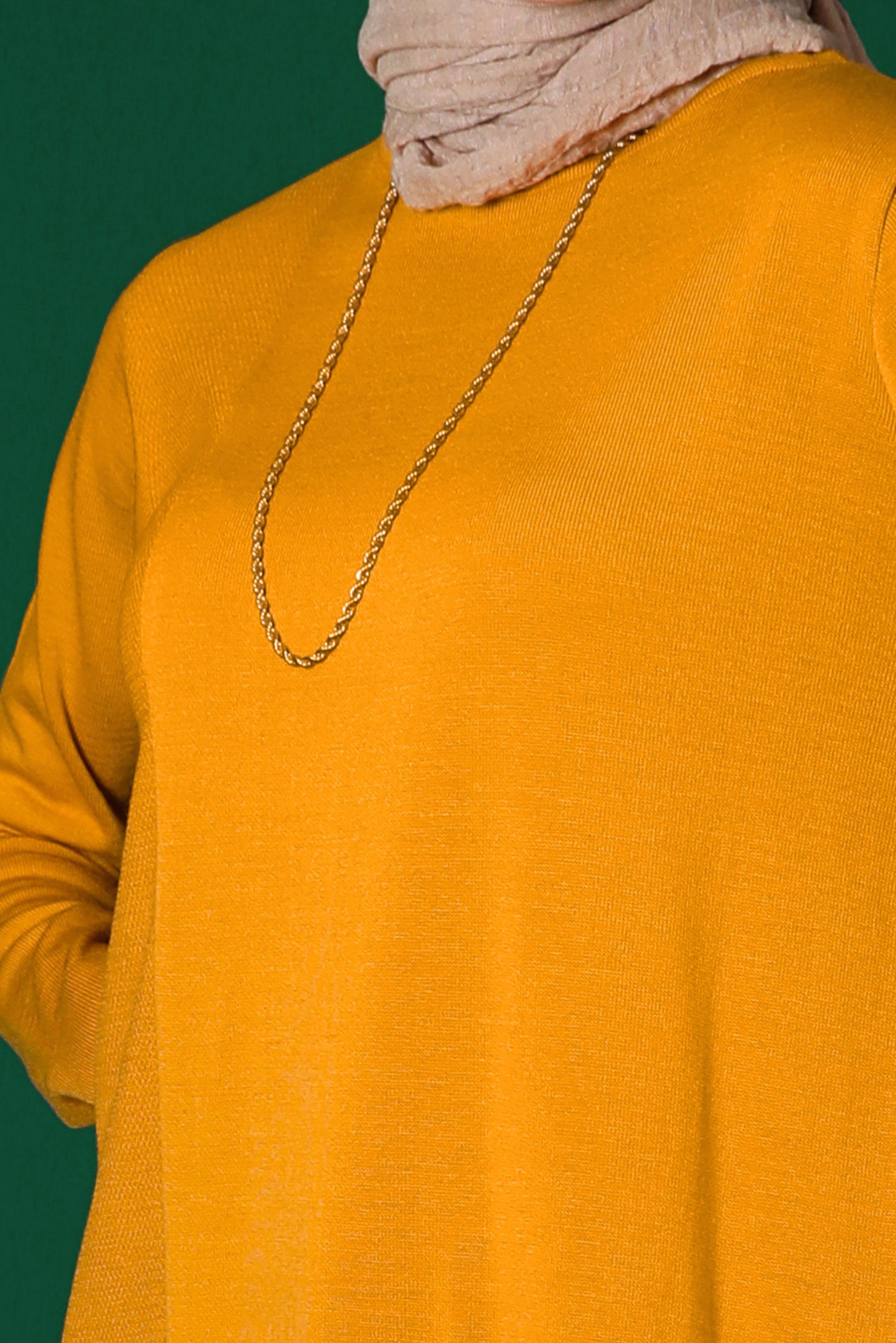 Tesettür giyim SARI CEP DETAYLI BASIC TRİKO TUNİK 43172	