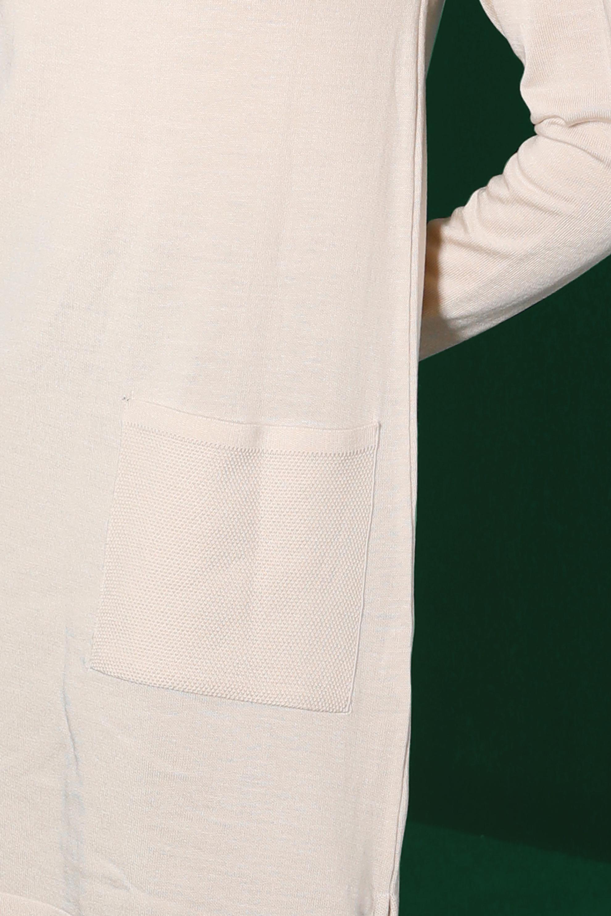 Tesettür giyim BEJ CEP DETAYLI BASIC TRİKO TUNİK 43172	