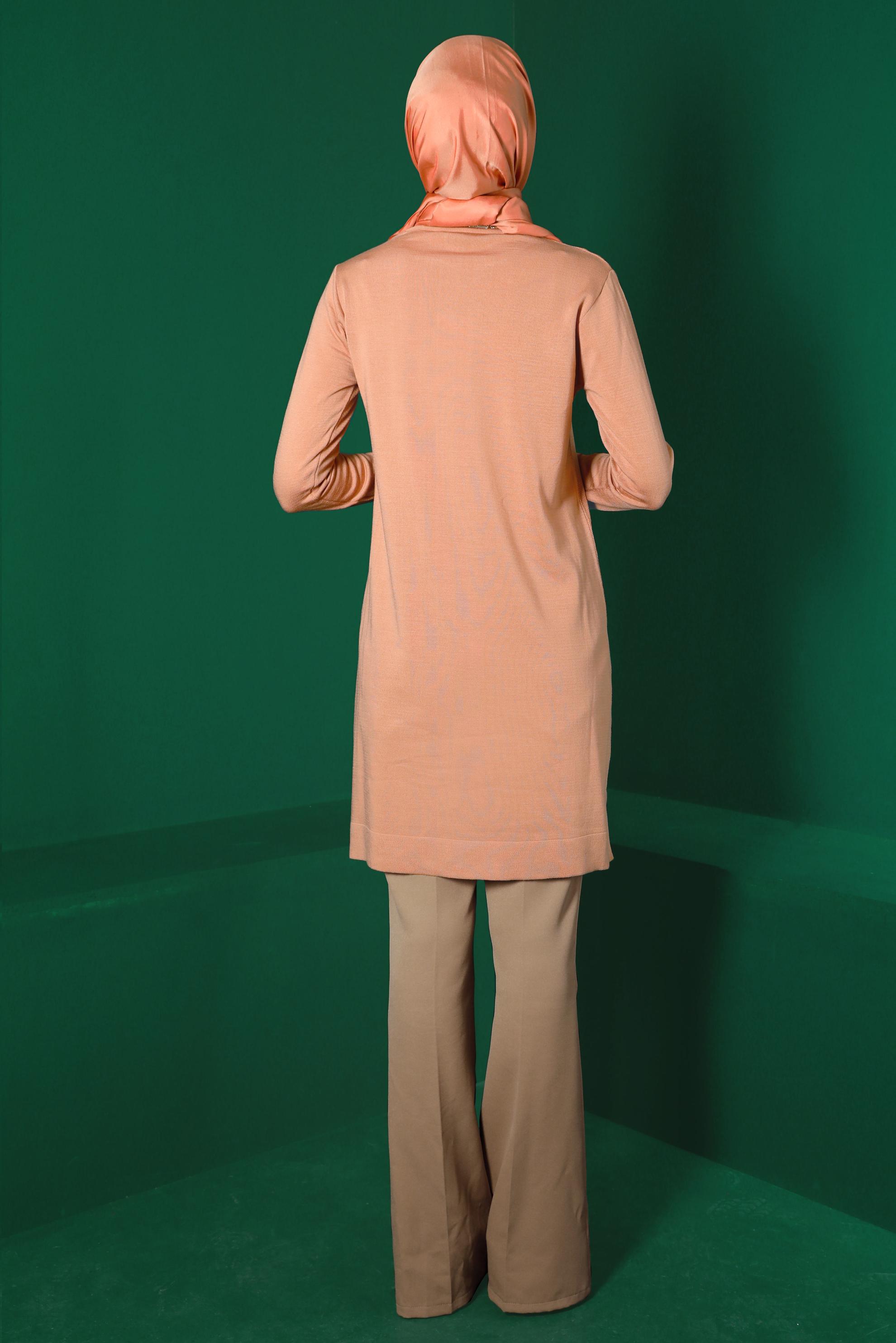 Tesettür giyim PUDRA CEP DETAYLI BASIC TRİKO TUNİK 43172	