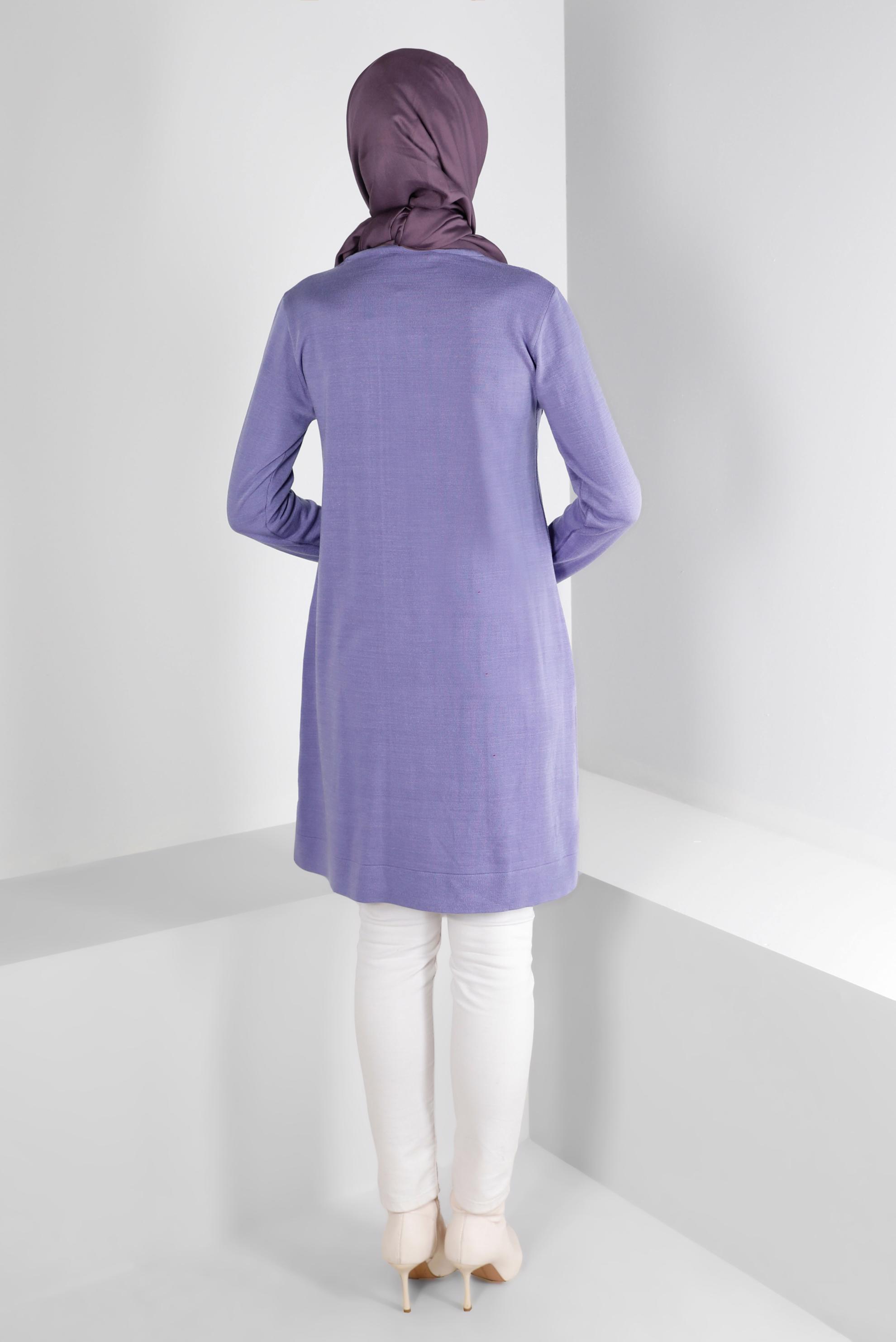 Tesettür giyim MOR CEP DETAYLI BASIC TRİKO TUNİK 43172	