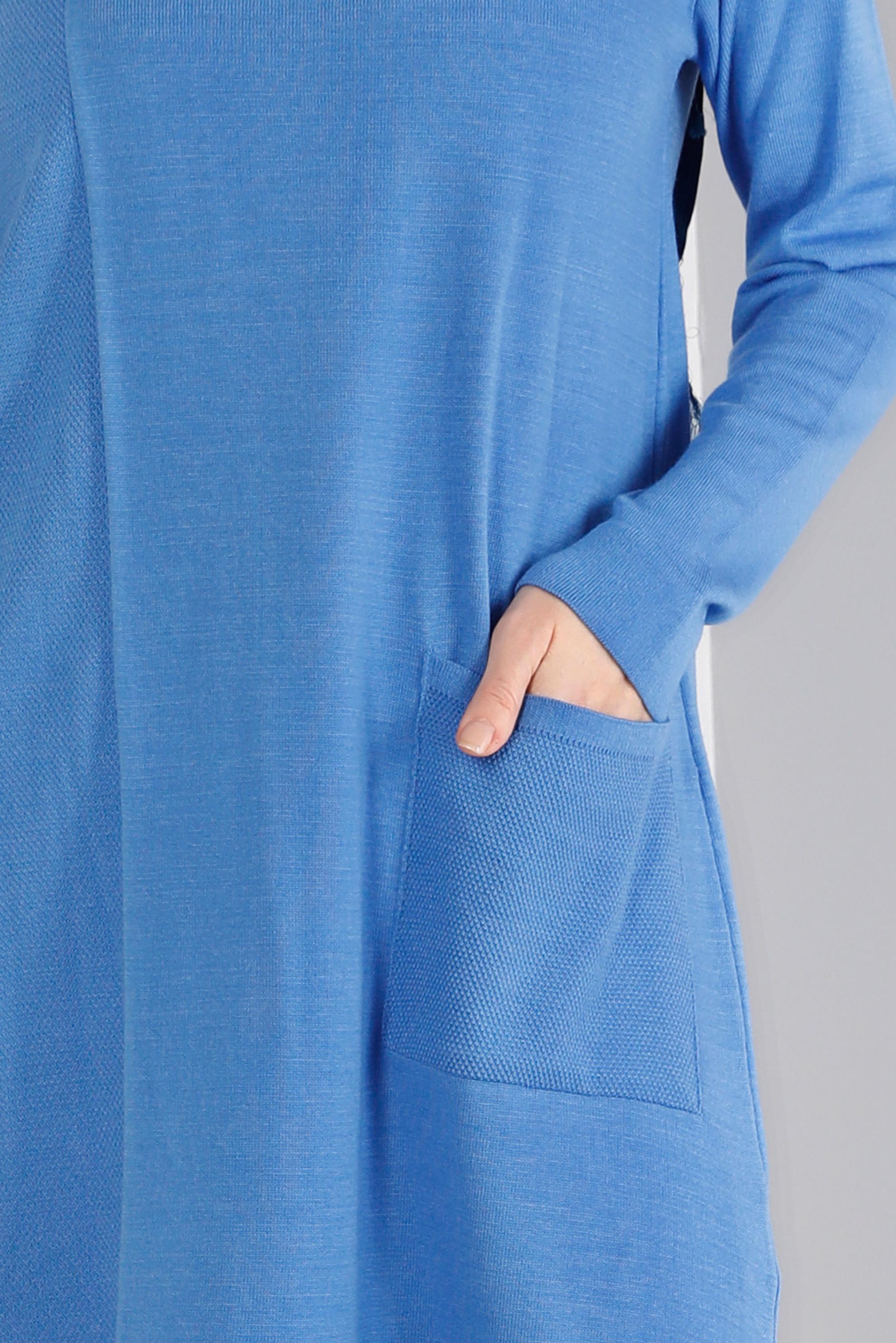 Tesettür giyim MAVİ CEP DETAYLI BASIC TRİKO TUNİK 43172	