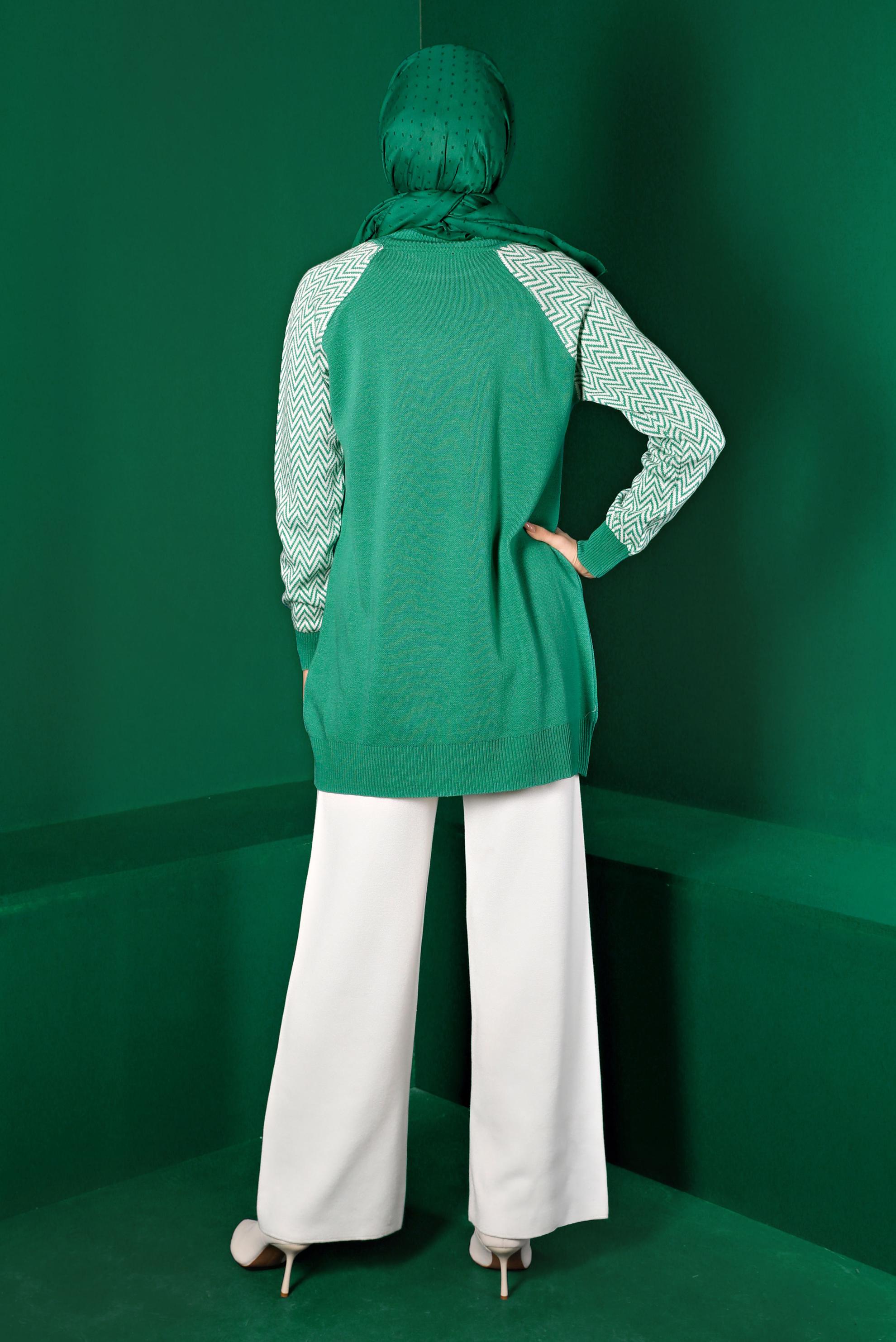 Vêtements hijab VERT TUNIQUE EN MAILLE À MOTIFS 43173