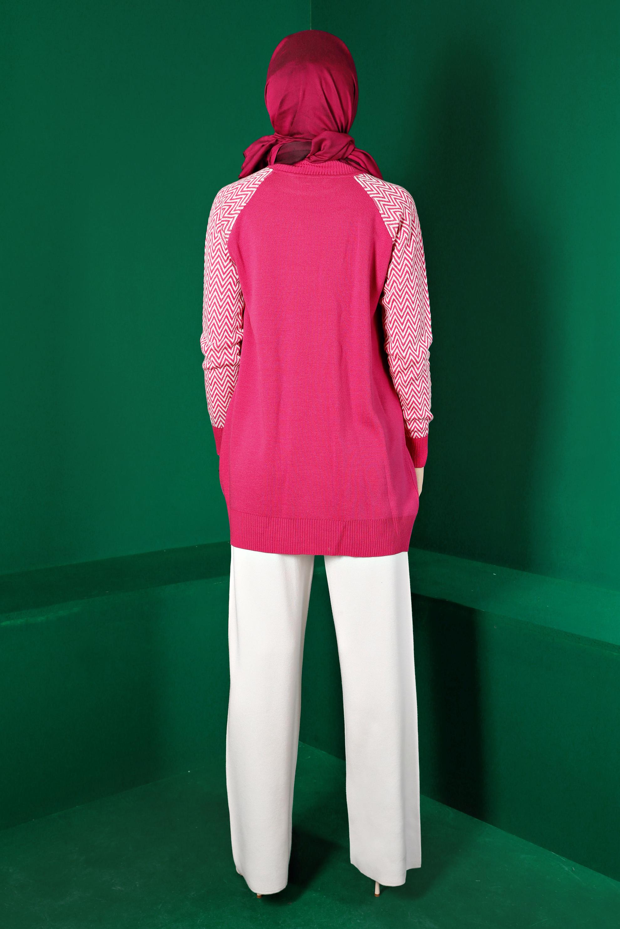 Vêtements hijab FUCHSIA TUNIQUE EN MAILLE À MOTIFS 43173