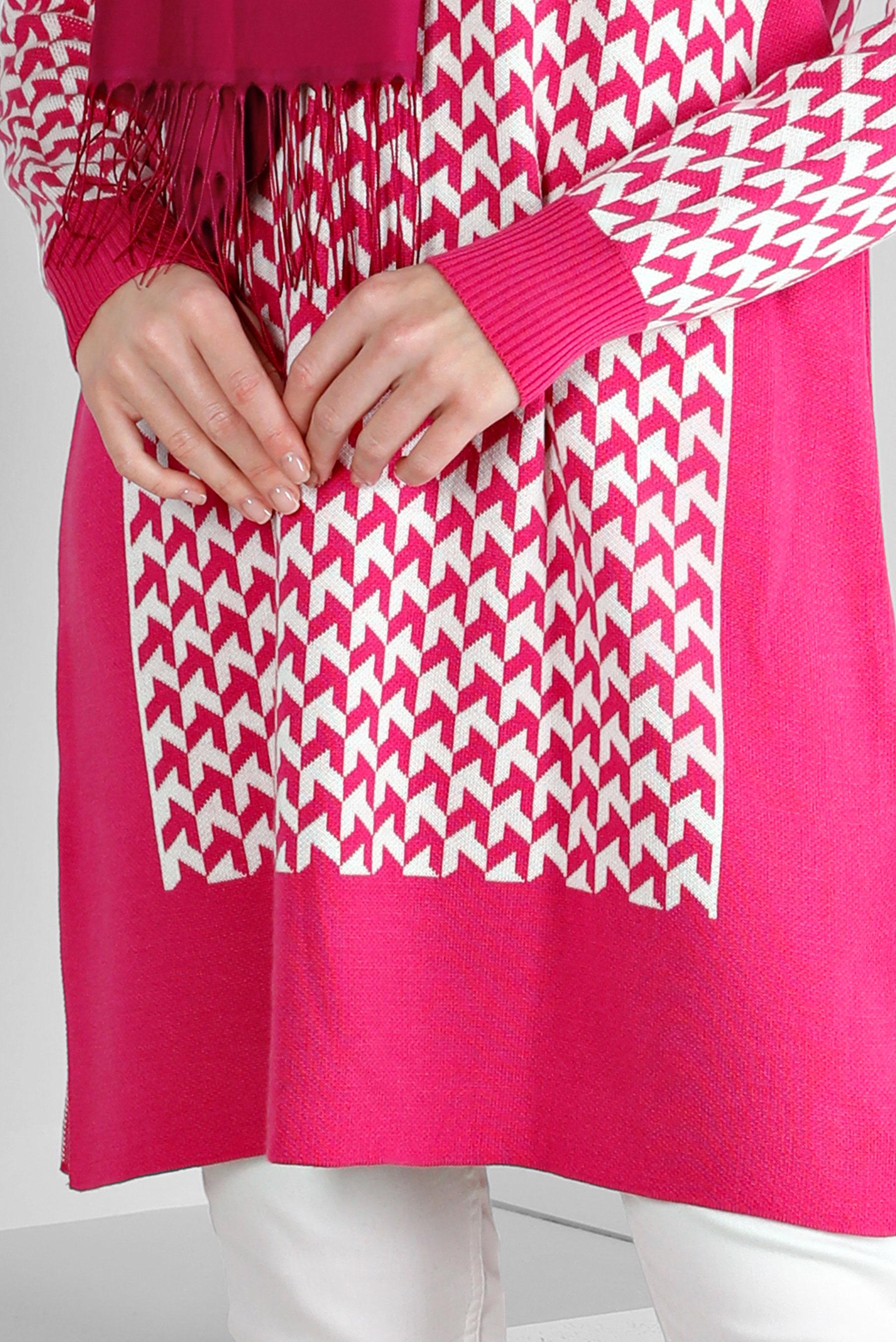 Tesettür giyim FUŞYA DESENLİ TRİKO TUNİK 43174