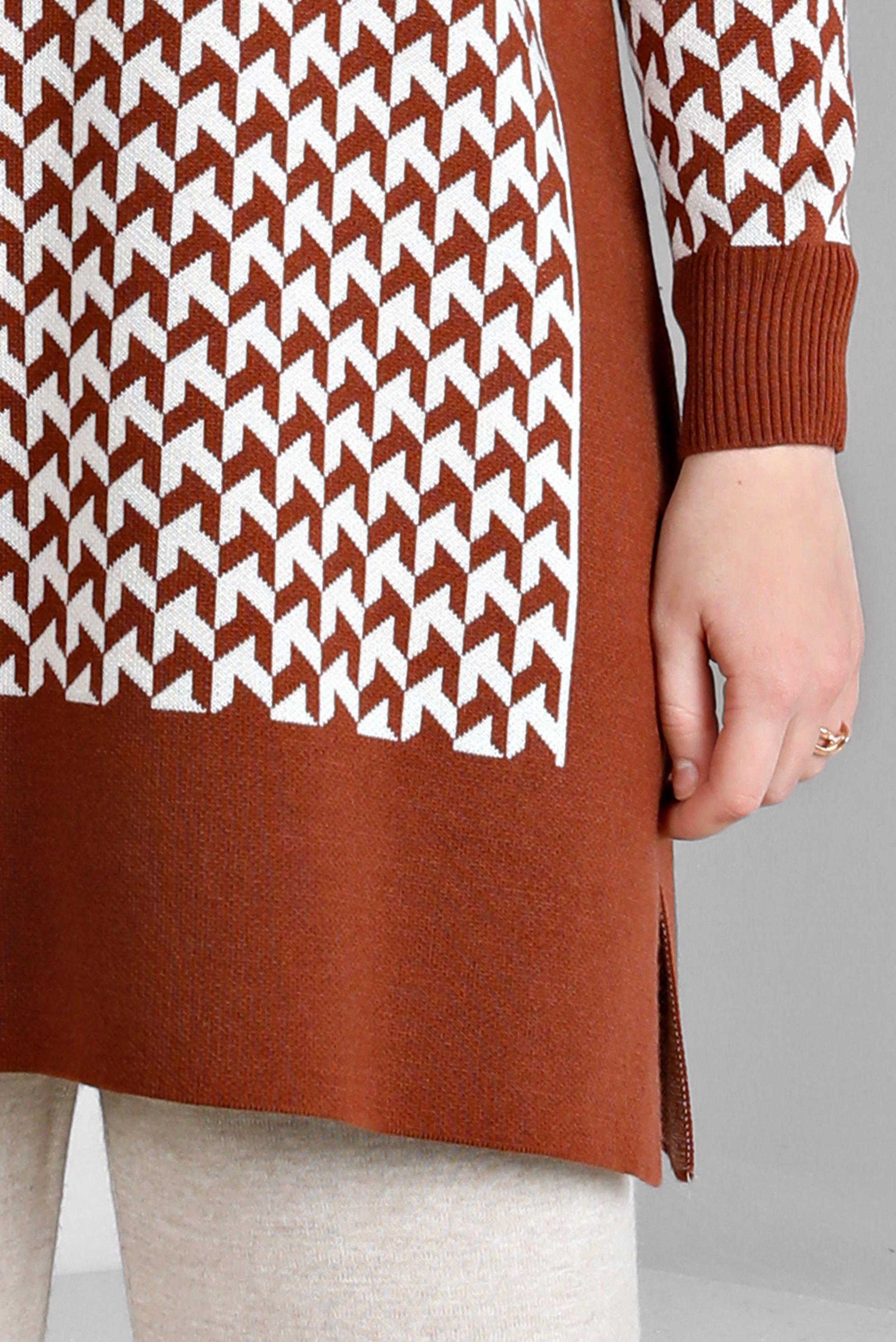 Vêtements hijab BRUN TUNIQUE EN MAILLE À MOTIFS 43174