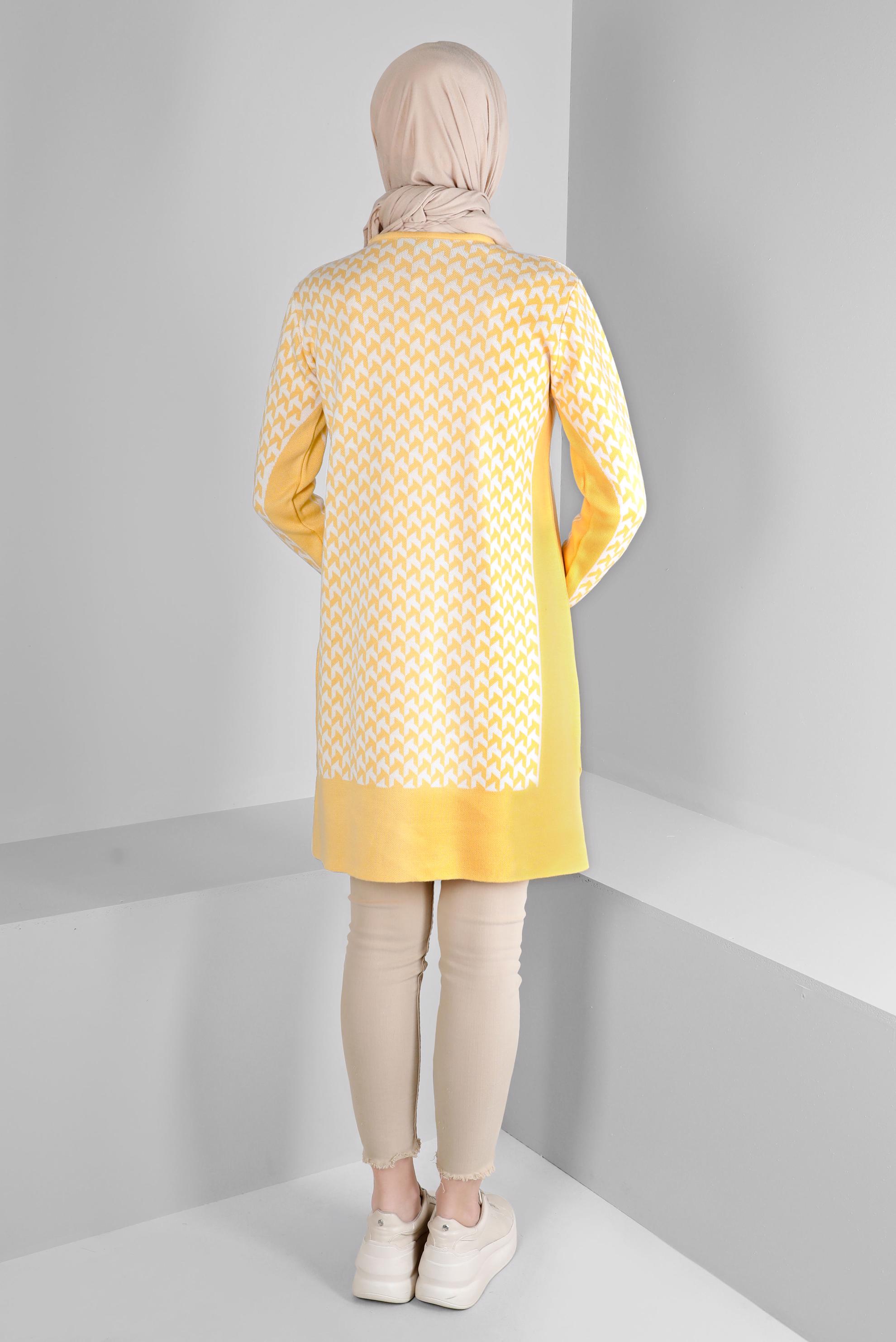 Tesettür giyim SARI DESENLİ TRİKO TUNİK 43174