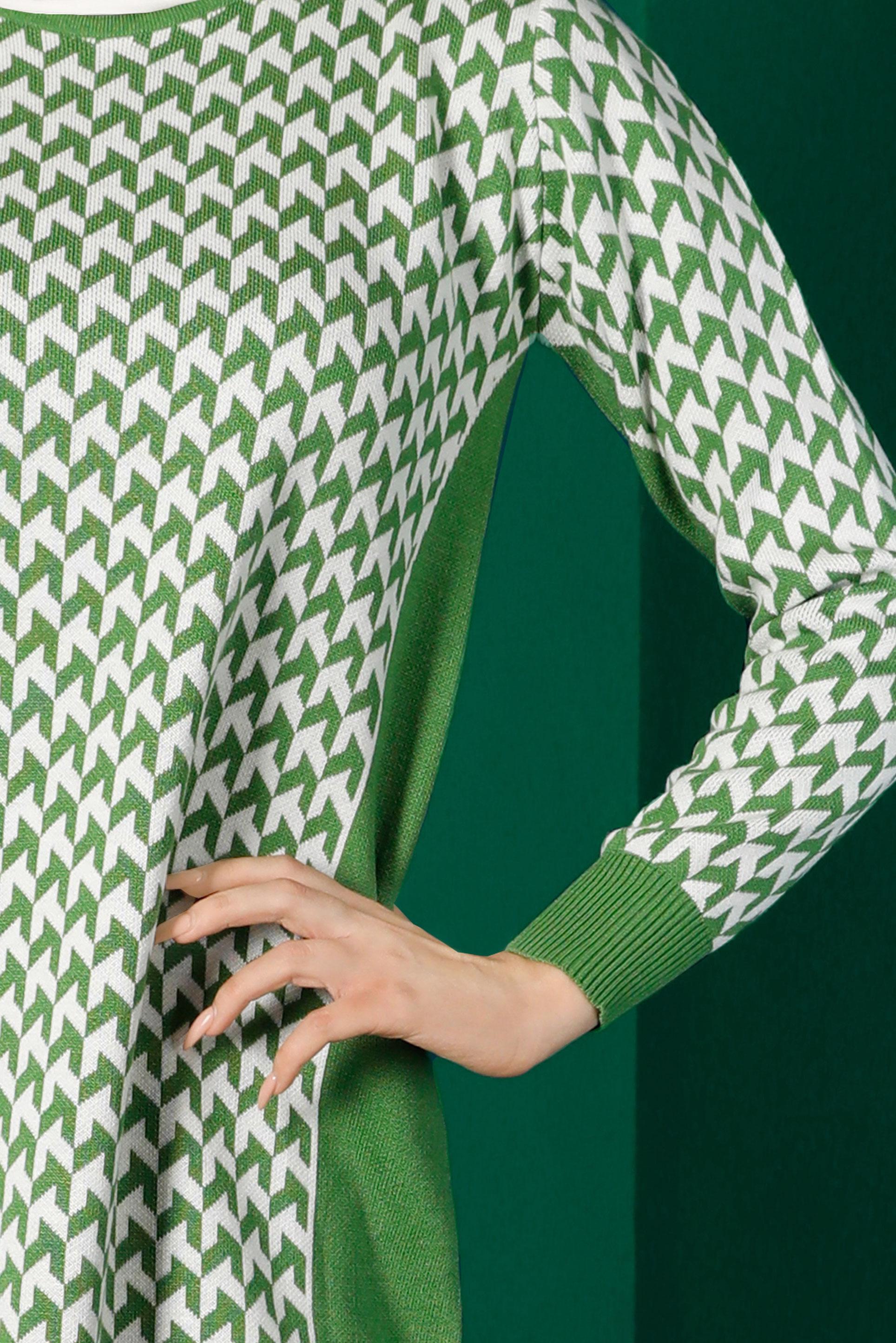 Tesettür giyim YEŞİL DESENLİ TRİKO TUNİK 43174