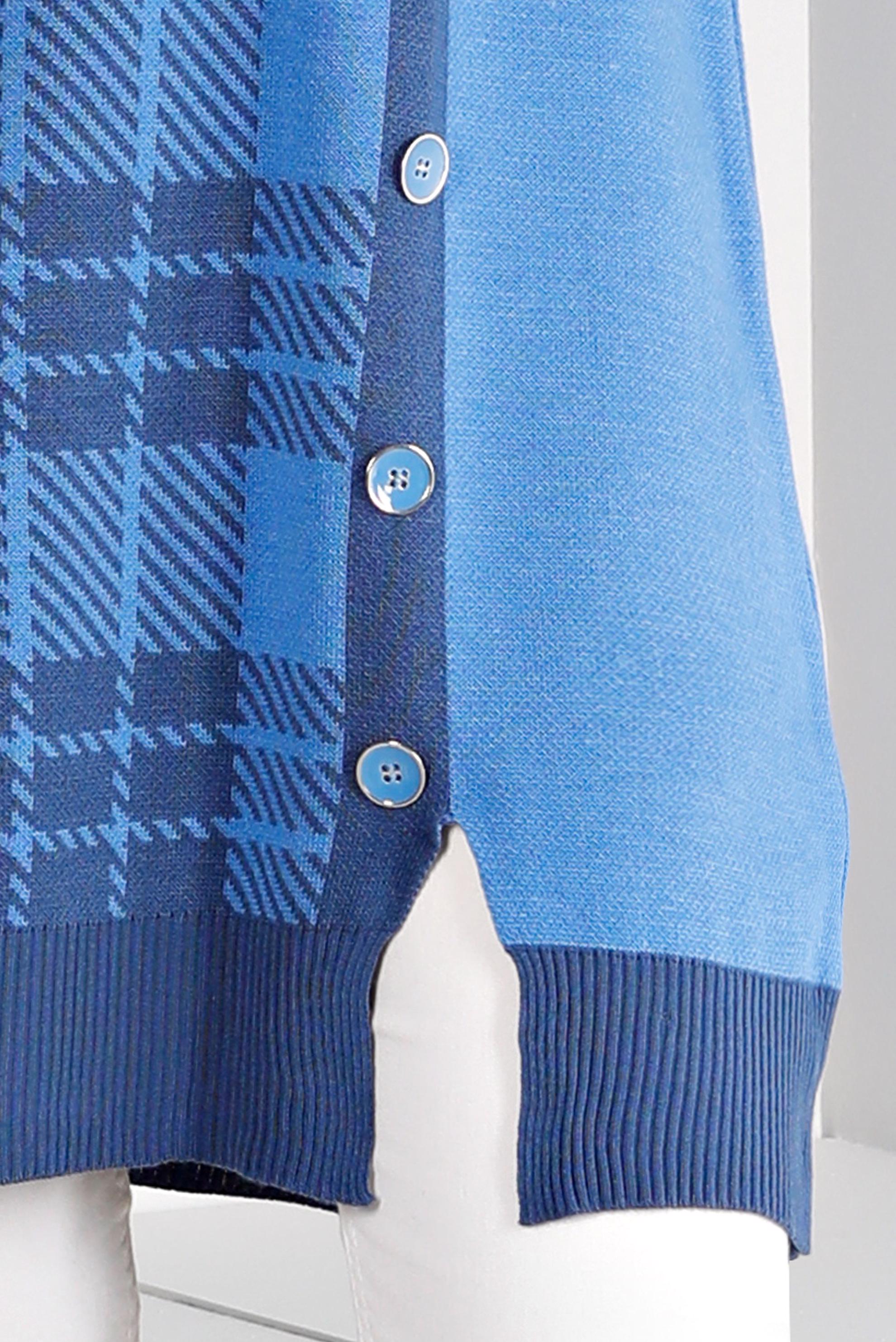 Tesettür giyim MAVİ EKOSE DESENLİ DÜĞMELİ TRİKO TUNİK 43175	