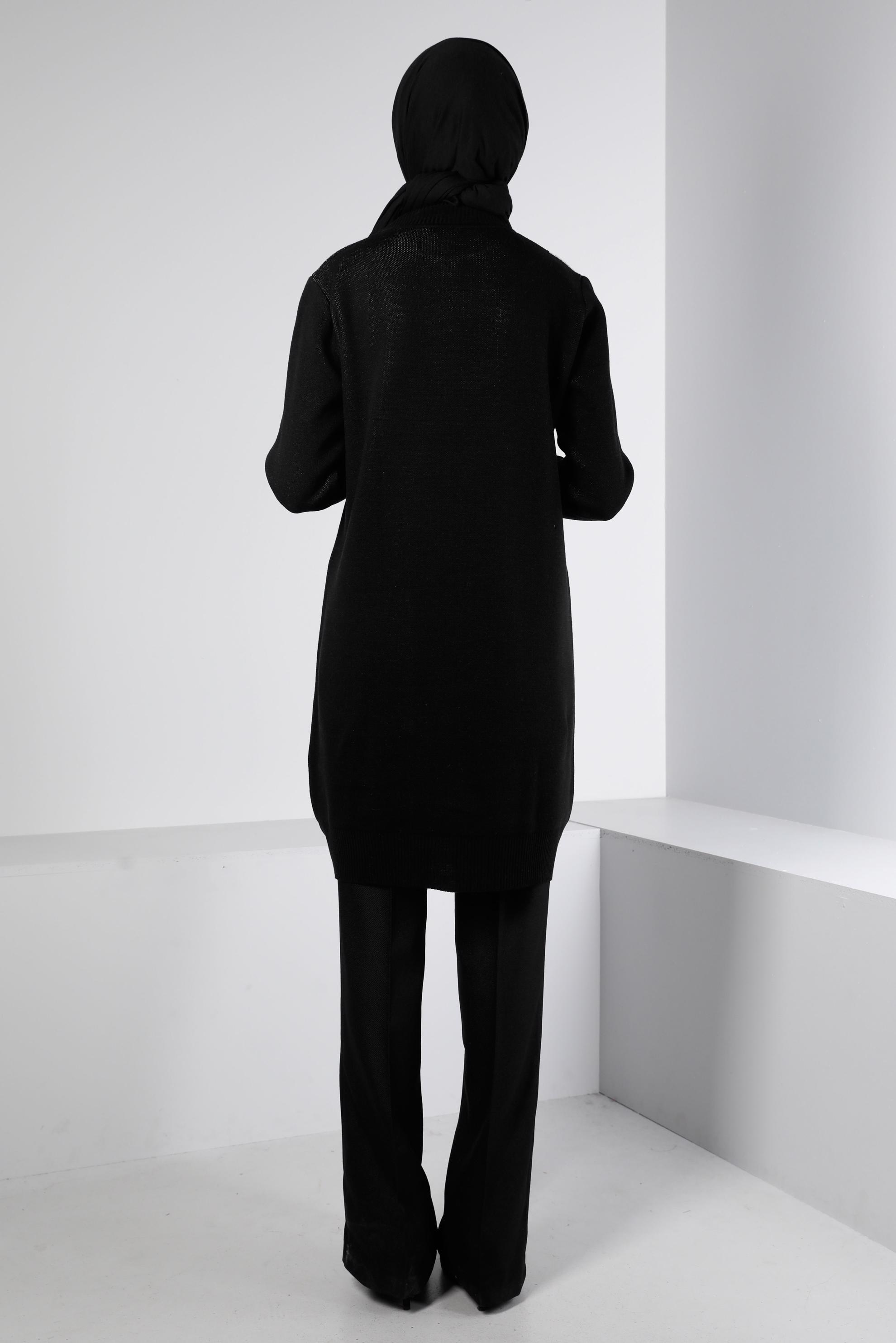 Tesettür giyim SİYAH CEP DETAYLI TRİKO TUNİK 43176	