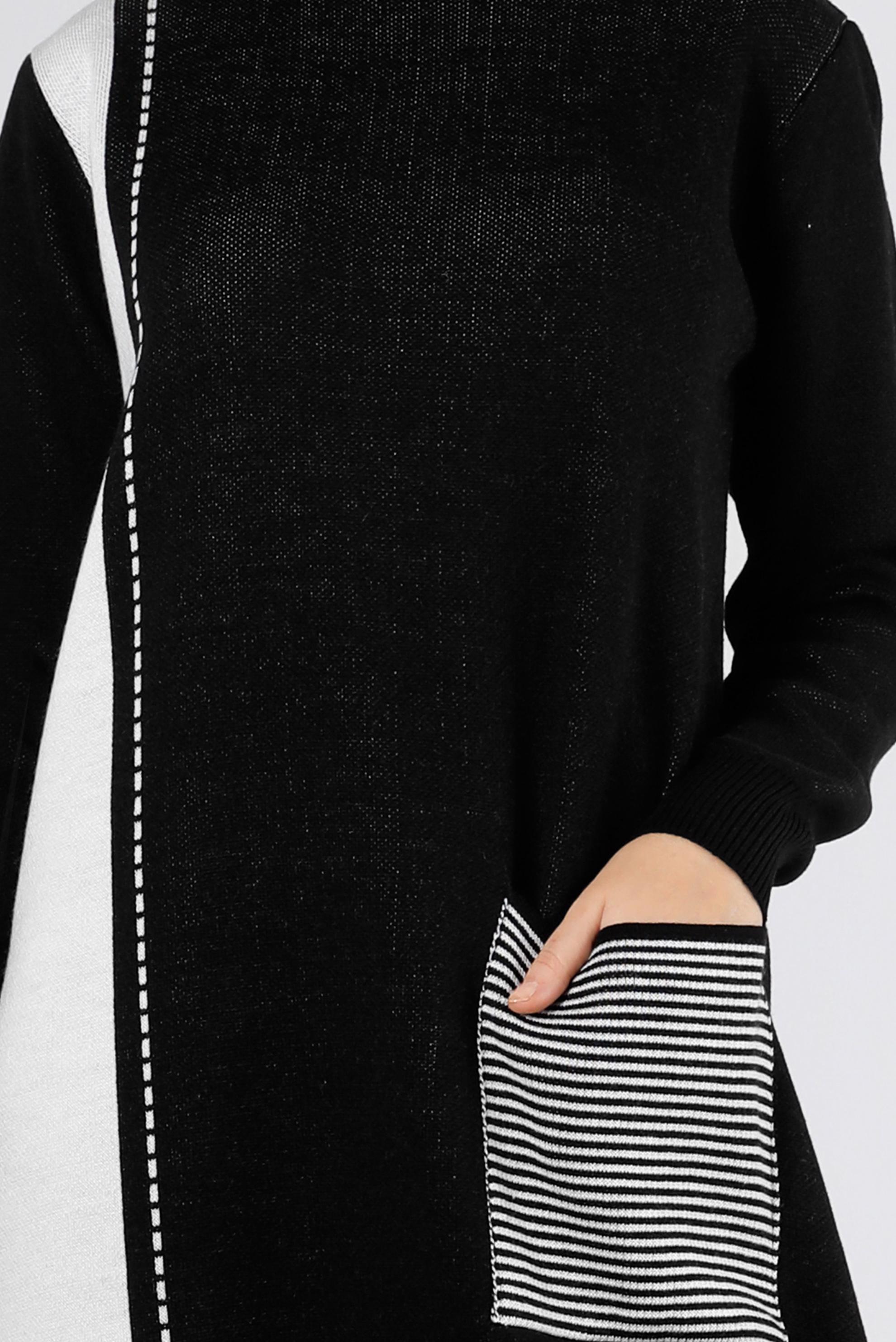 Tesettür giyim SİYAH CEP DETAYLI TRİKO TUNİK 43176	