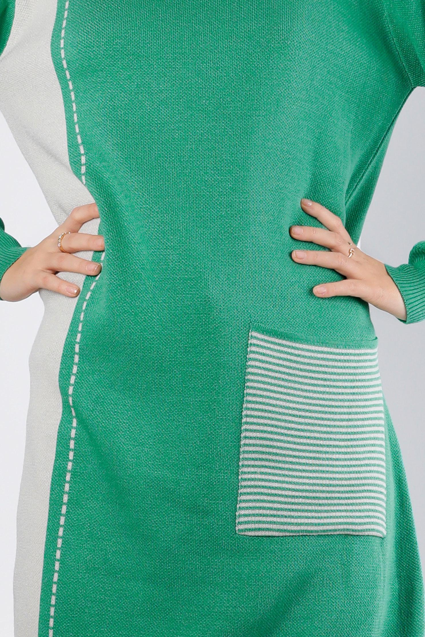 Tesettür giyim YEŞİL CEP DETAYLI TRİKO TUNİK 43176	