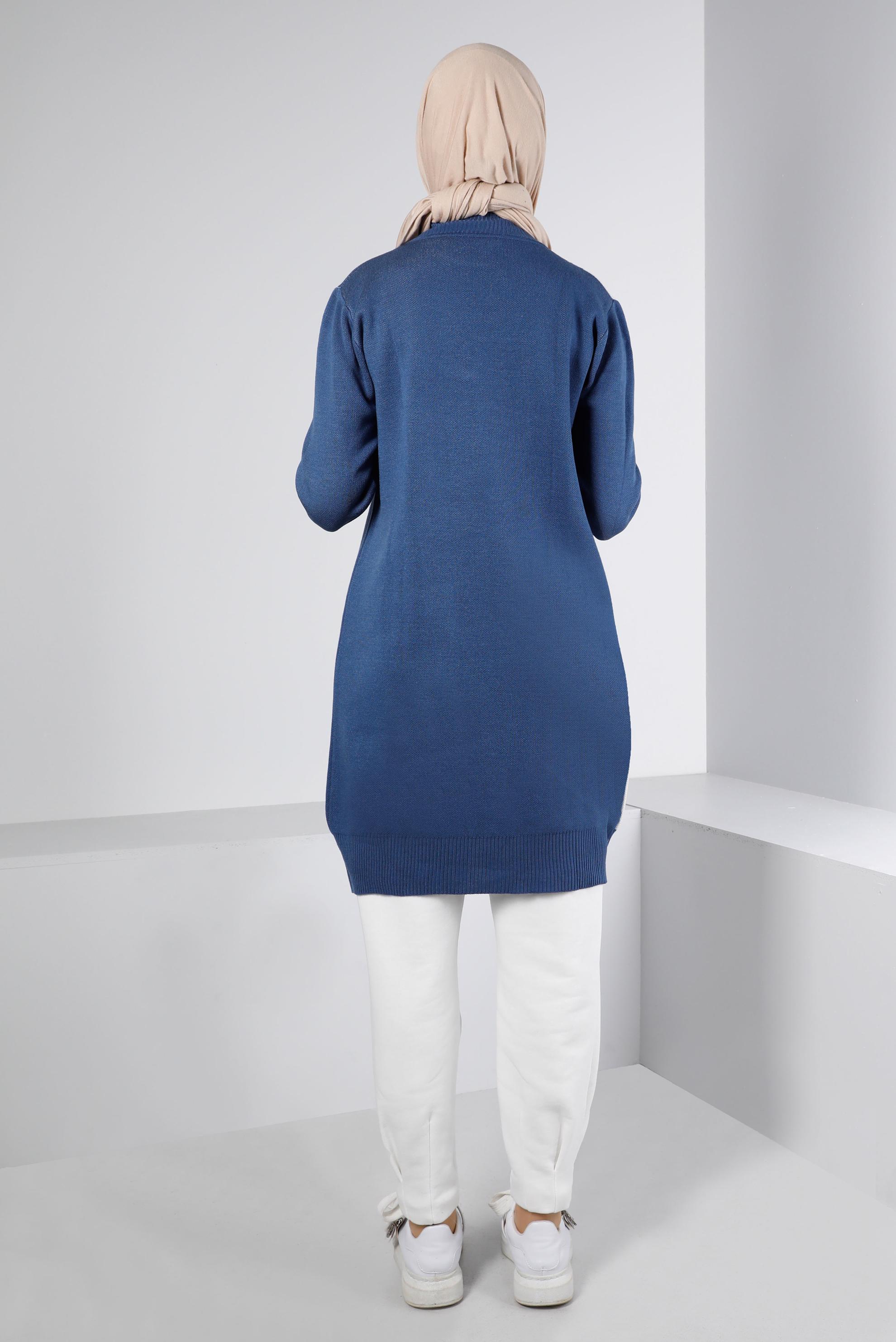 Tesettür giyim LACİVERT CEP DETAYLI TRİKO TUNİK 43176	