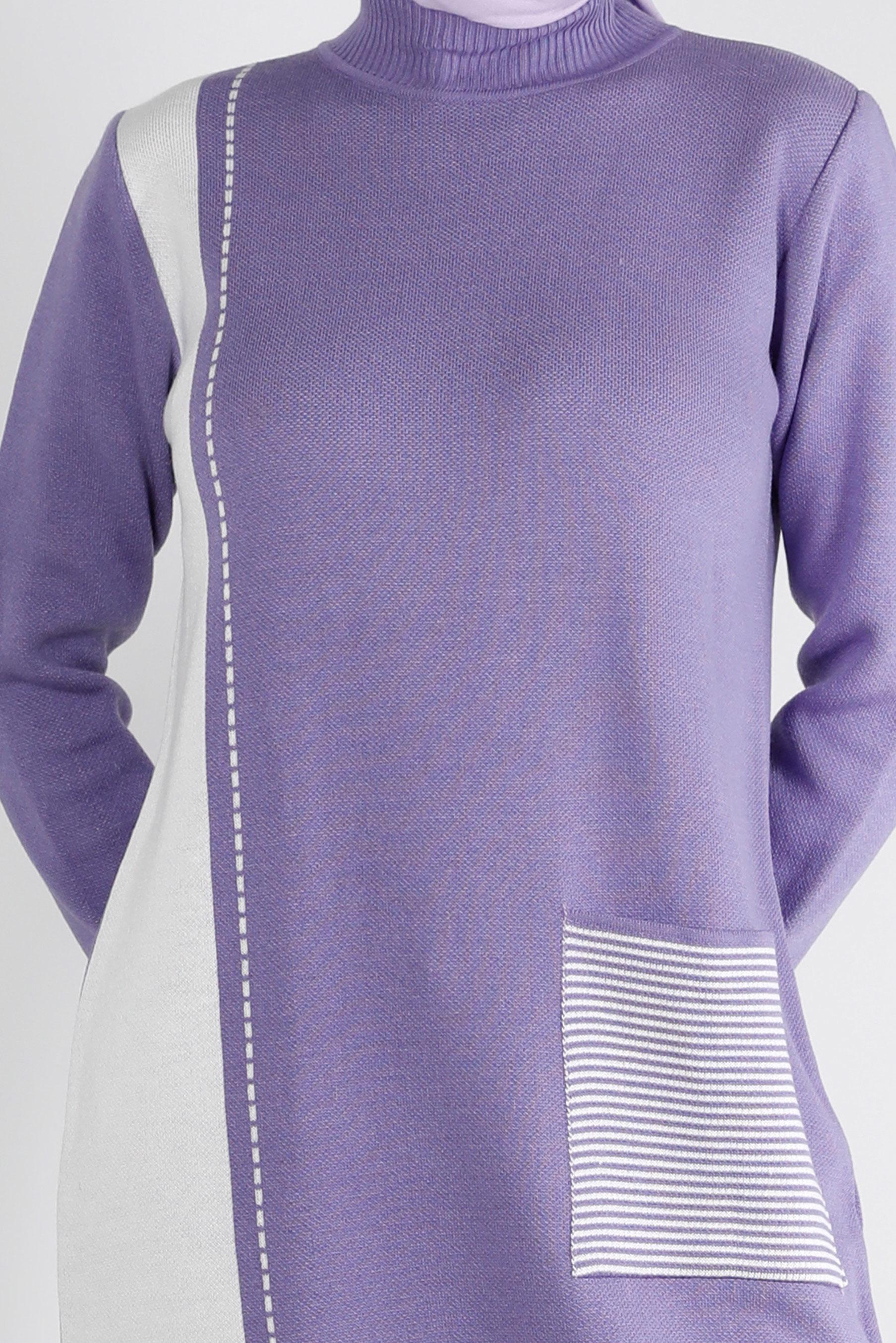 Vêtements hijab POURPRE TUNIQUE EN MAILLE AVEC POCHES 43176