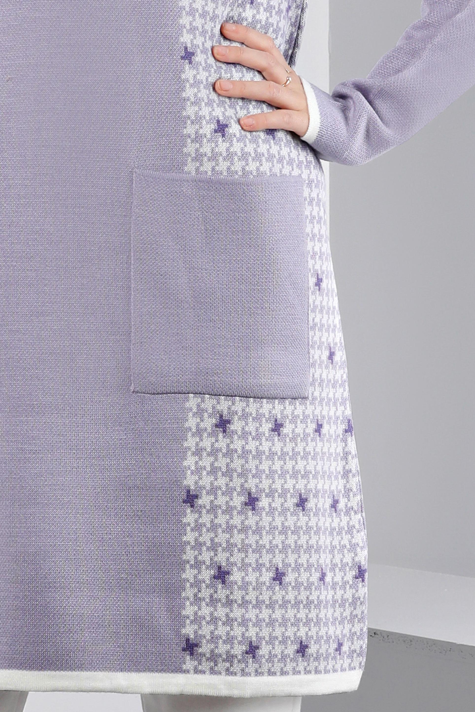 Tesettür giyim MOR DESENLİ CEPLİ TRİKO TUNİK 43177