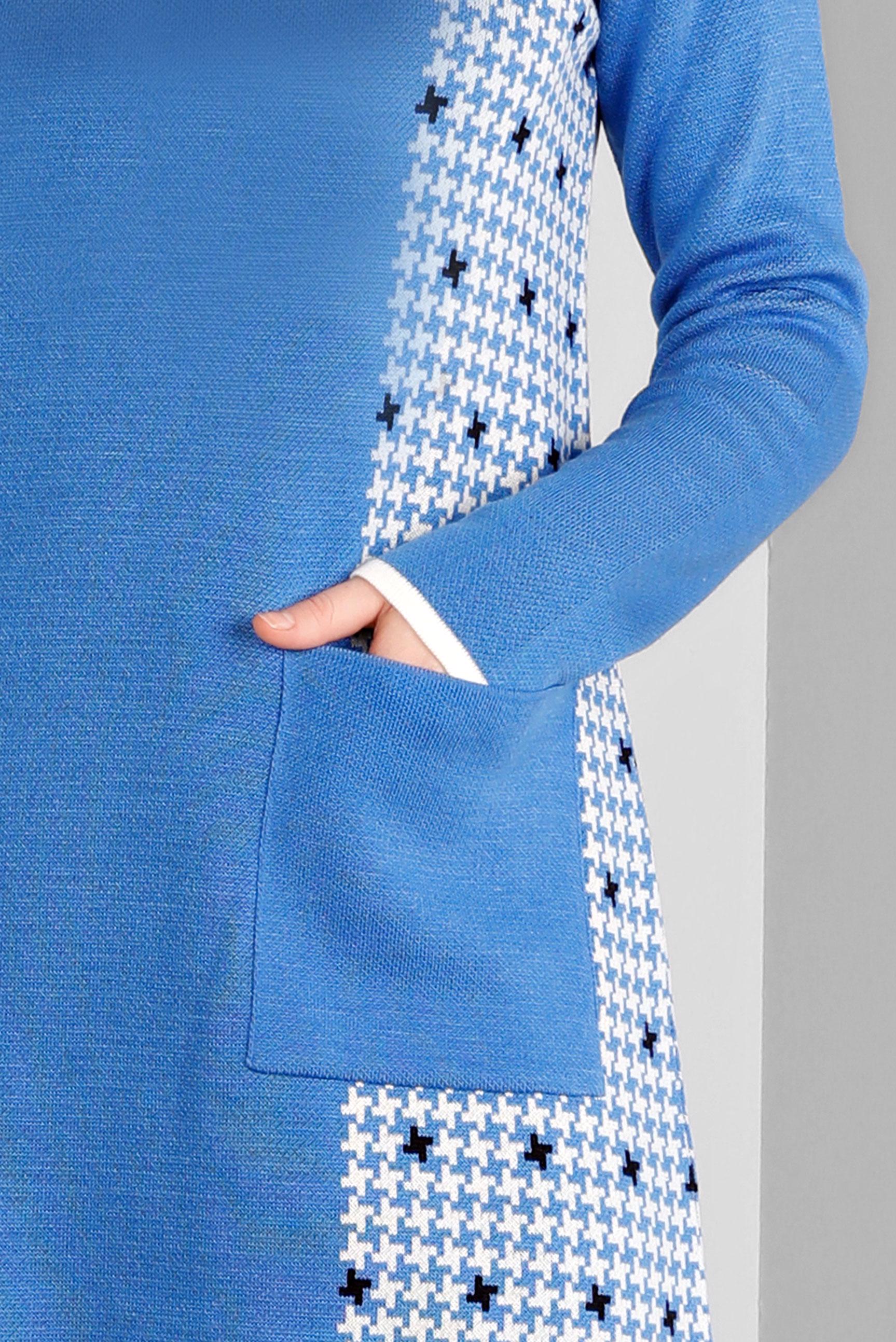 Tesettür giyim MAVİ DESENLİ CEPLİ TRİKO TUNİK 43177