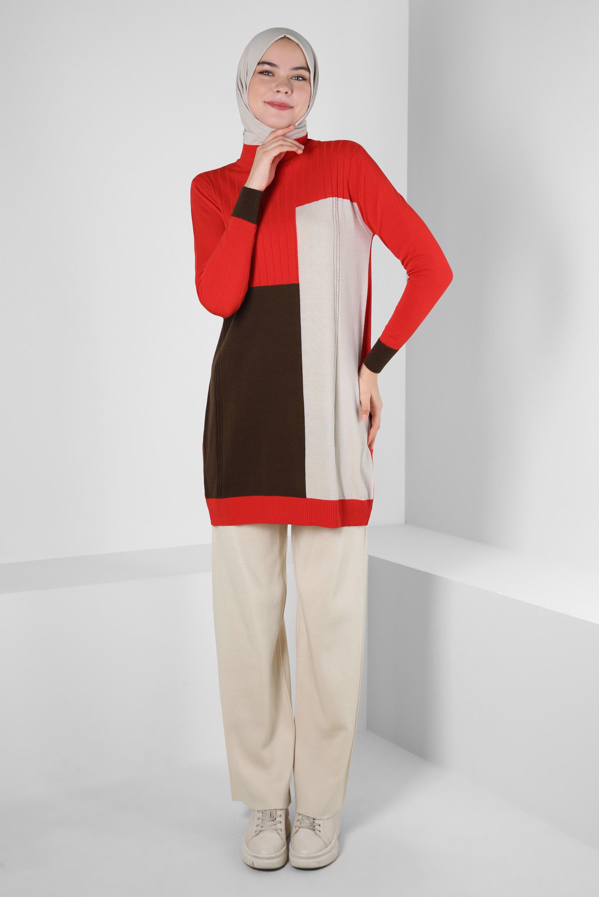 Vêtements hijab ROUGE TUNIQUE EN TRICOT COULEUR 43180