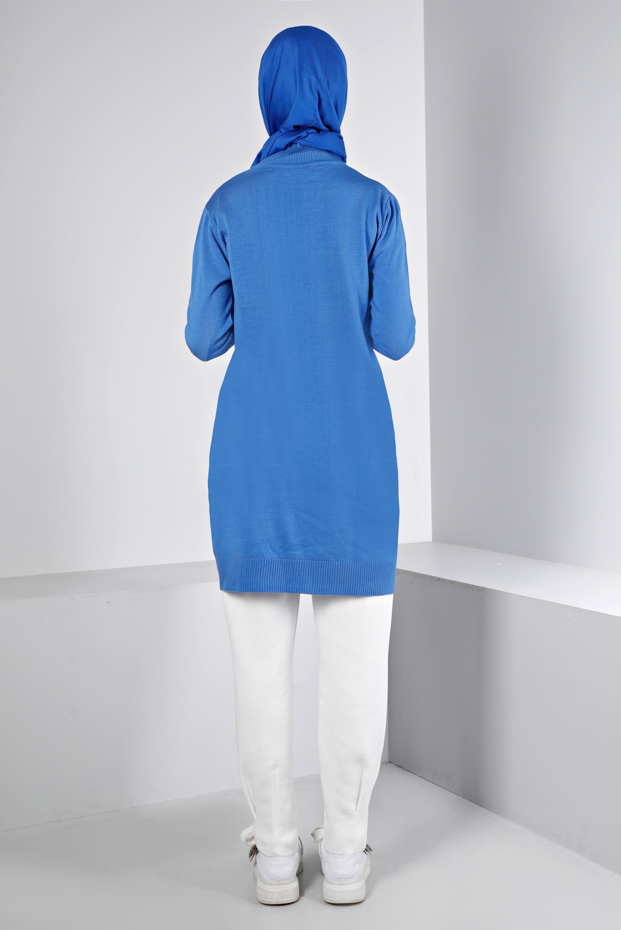 Vêtements hijab BLEU TUNIQUE EN TRICOT COULEUR 43180