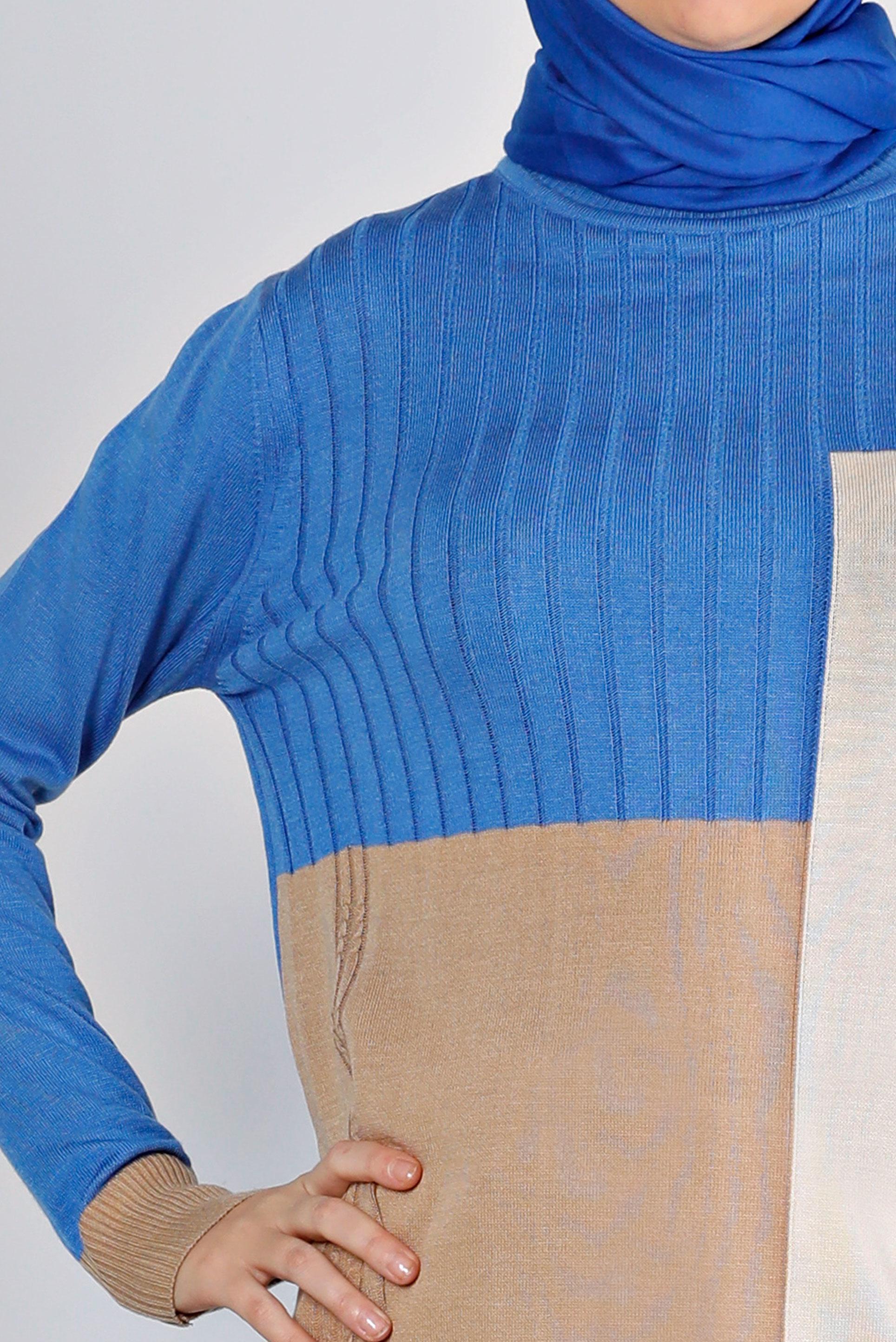 Vêtements hijab BLEU TUNIQUE EN TRICOT COULEUR 43180