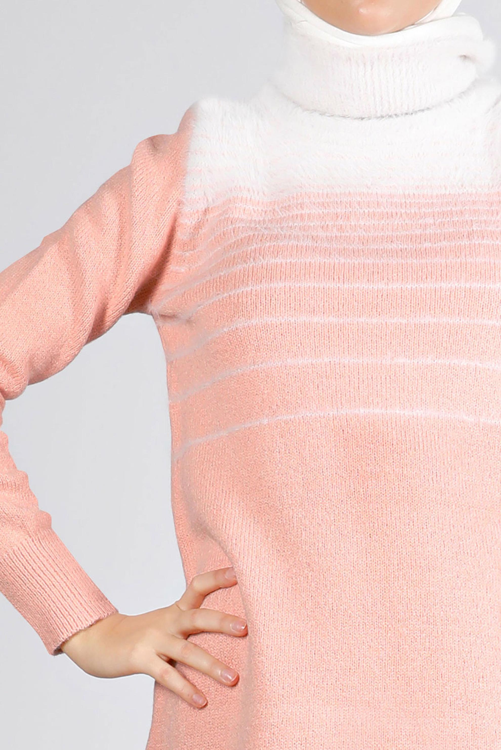 Tesettür giyim PUDRA TÜYLÜ BOĞAZLI TRİKO TUNİK 43241