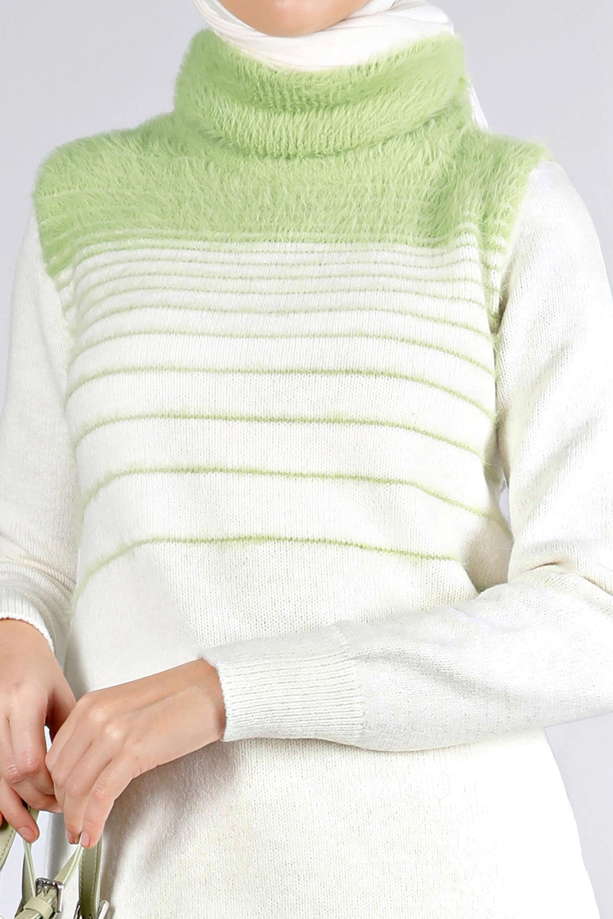 Tesettür giyim BEJ TÜYLÜ BOĞAZLI TRİKO TUNİK 43241