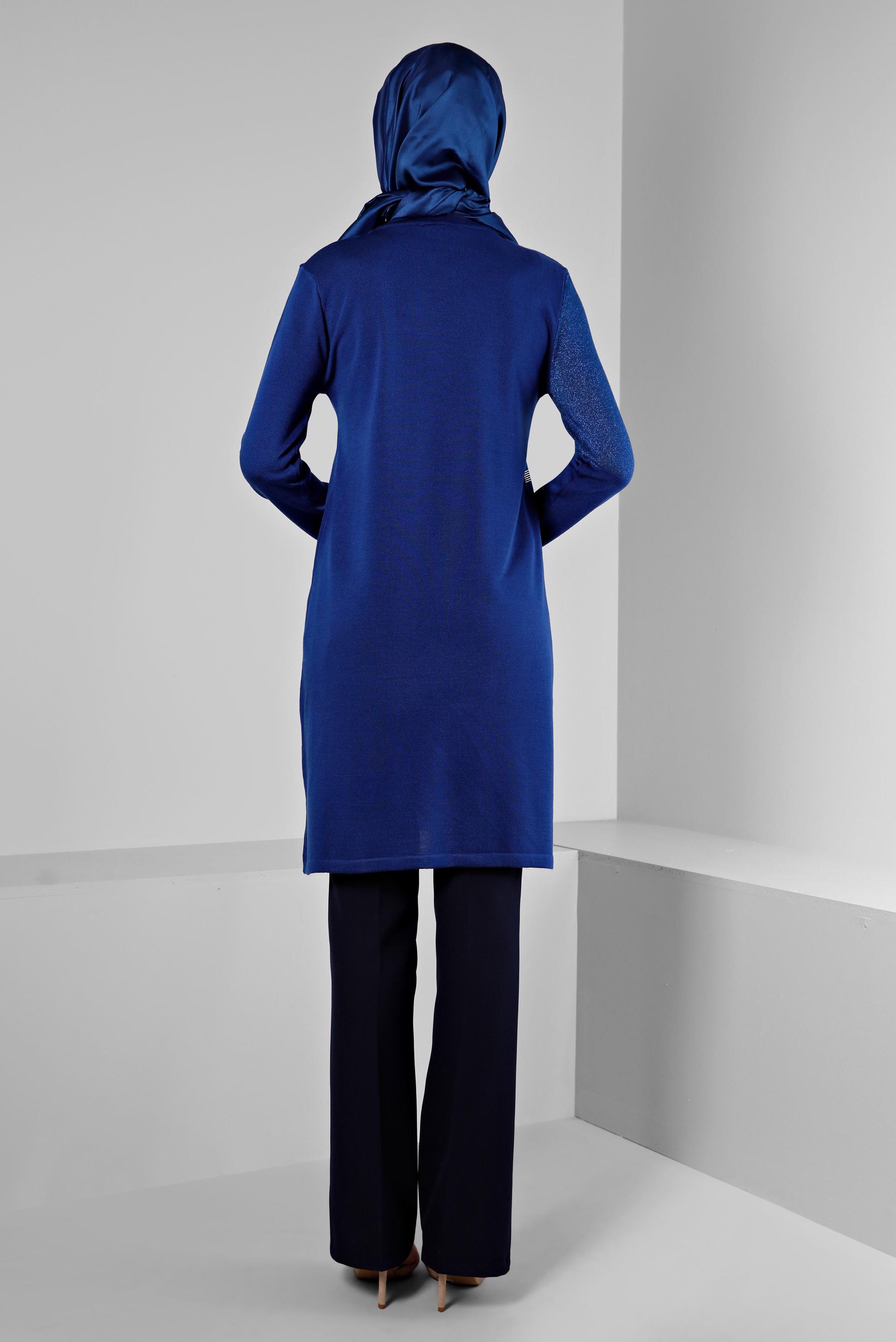 Tesettür giyim LACİVERT SİMLİ TRİKO TUNİK 43247 