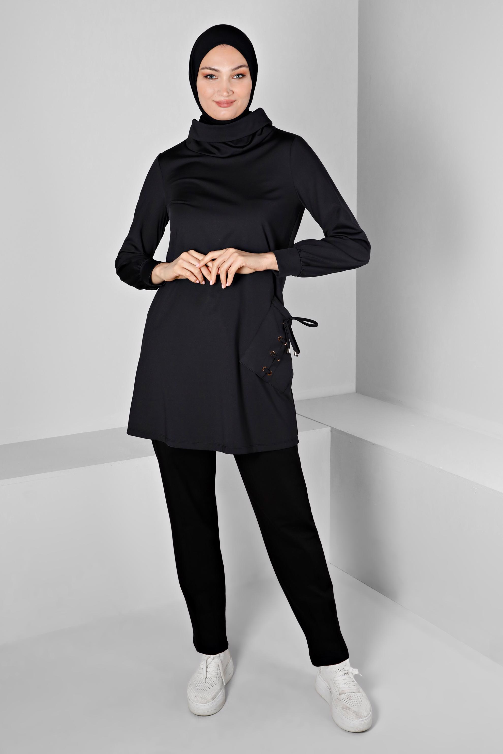 Vêtements hijab NOIR TUNIQUE DÉTAIL ŒILLET 43256