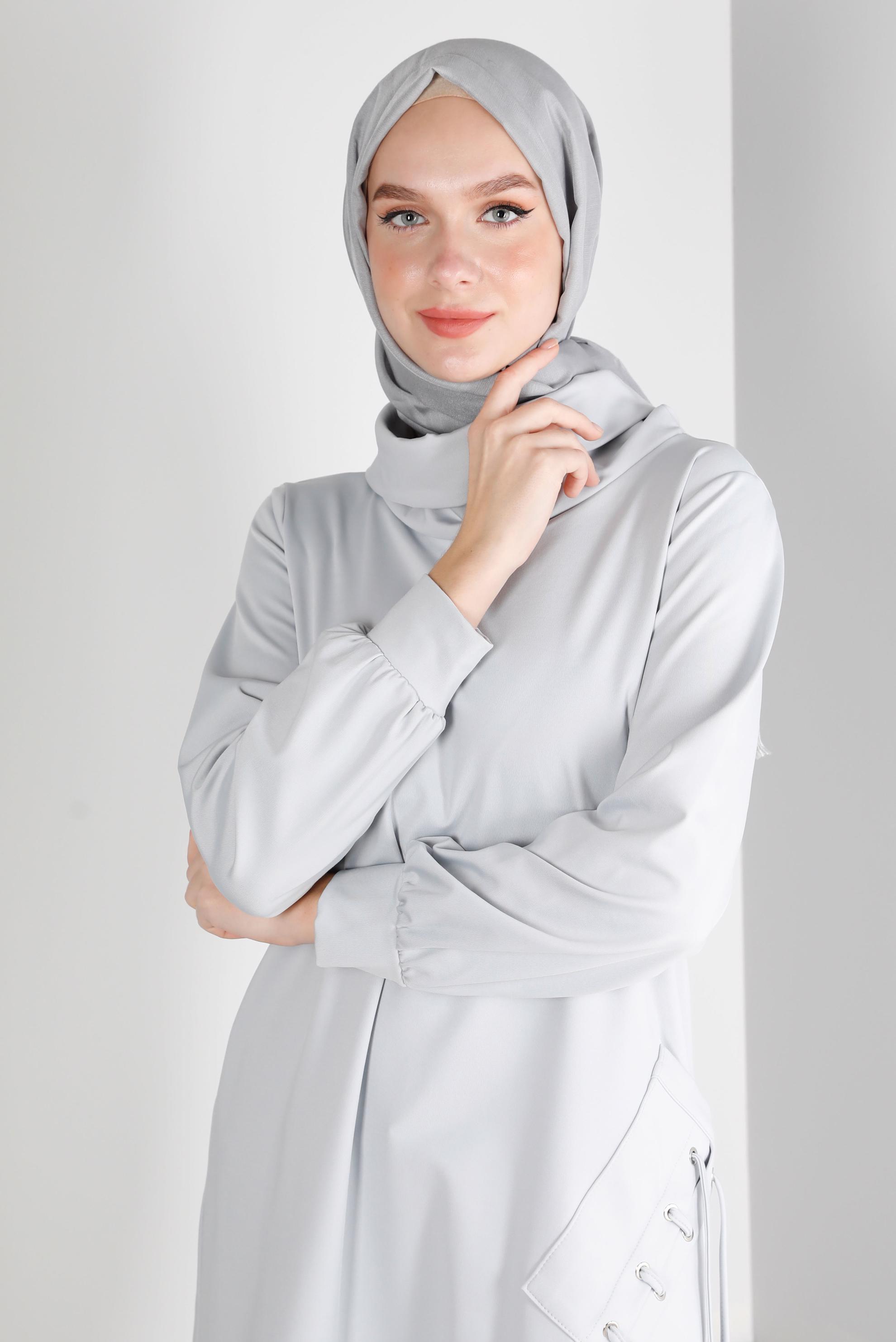 Tesettür giyim GÜMÜŞ KUŞGÖZÜ DETAYLI TUNİK 43256