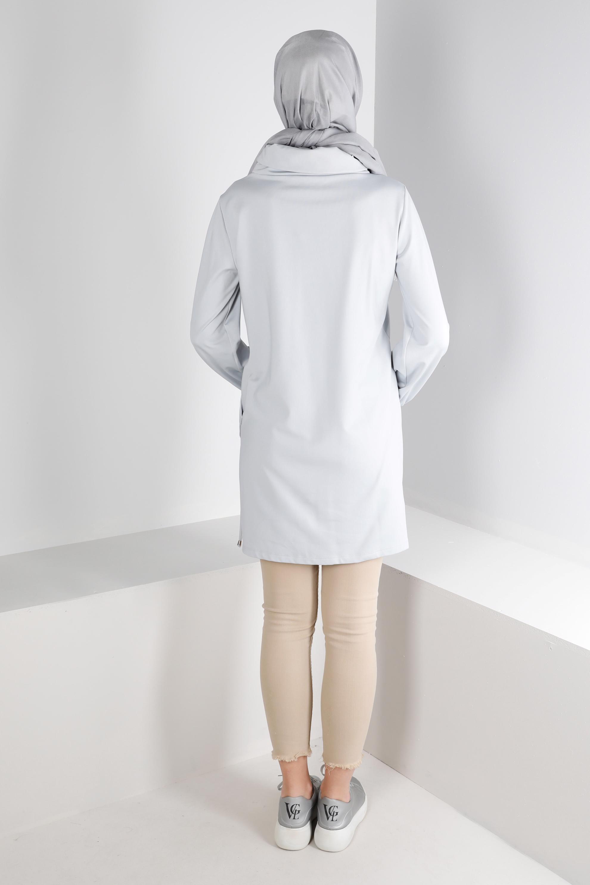 Tesettür giyim GÜMÜŞ KUŞGÖZÜ DETAYLI TUNİK 43256