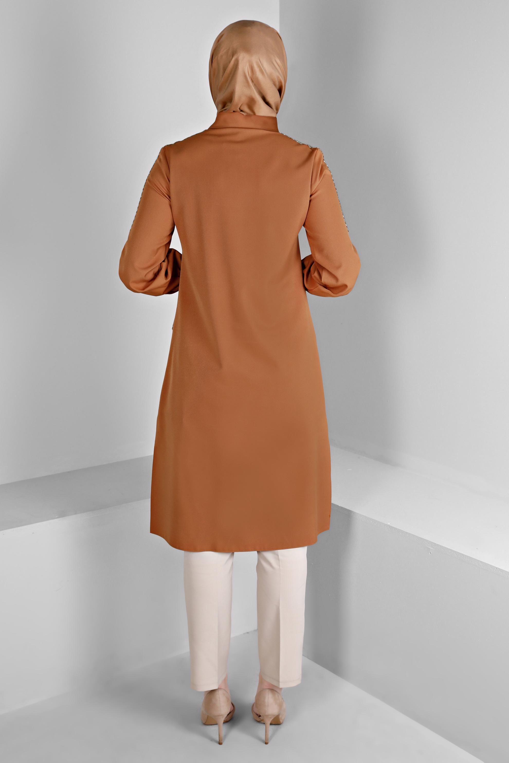 Vêtements hijab JAUNE TUNIQUE BOUTONNÉE À CARREAUX 43261