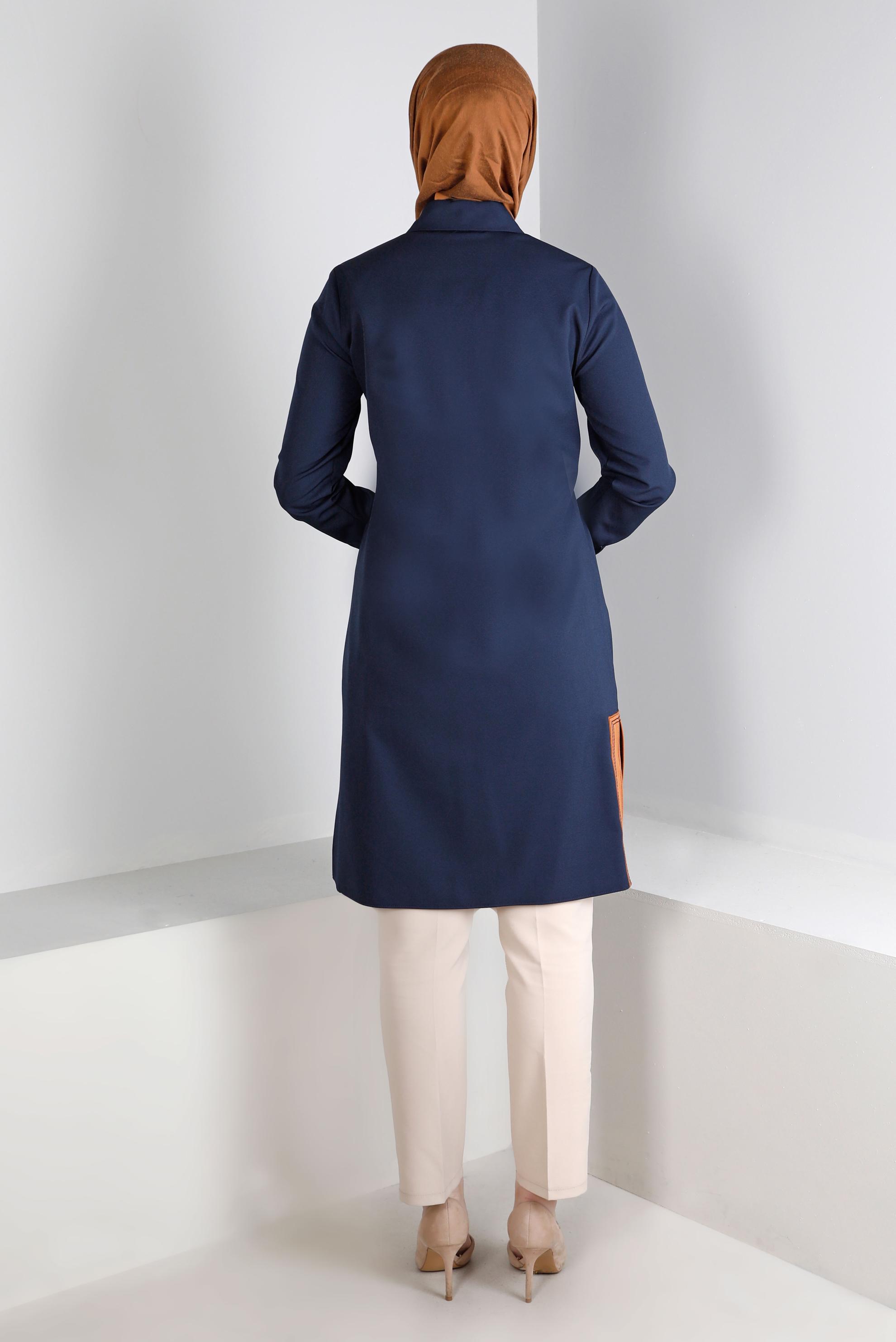 Tesettür giyim LACİVERT DÜĞME DETAYLI TUNİK 43262