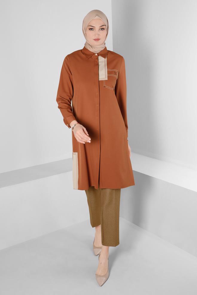 Tesettür giyim  DÜĞME DETAYLI TUNİK 43262 - ALVİNA