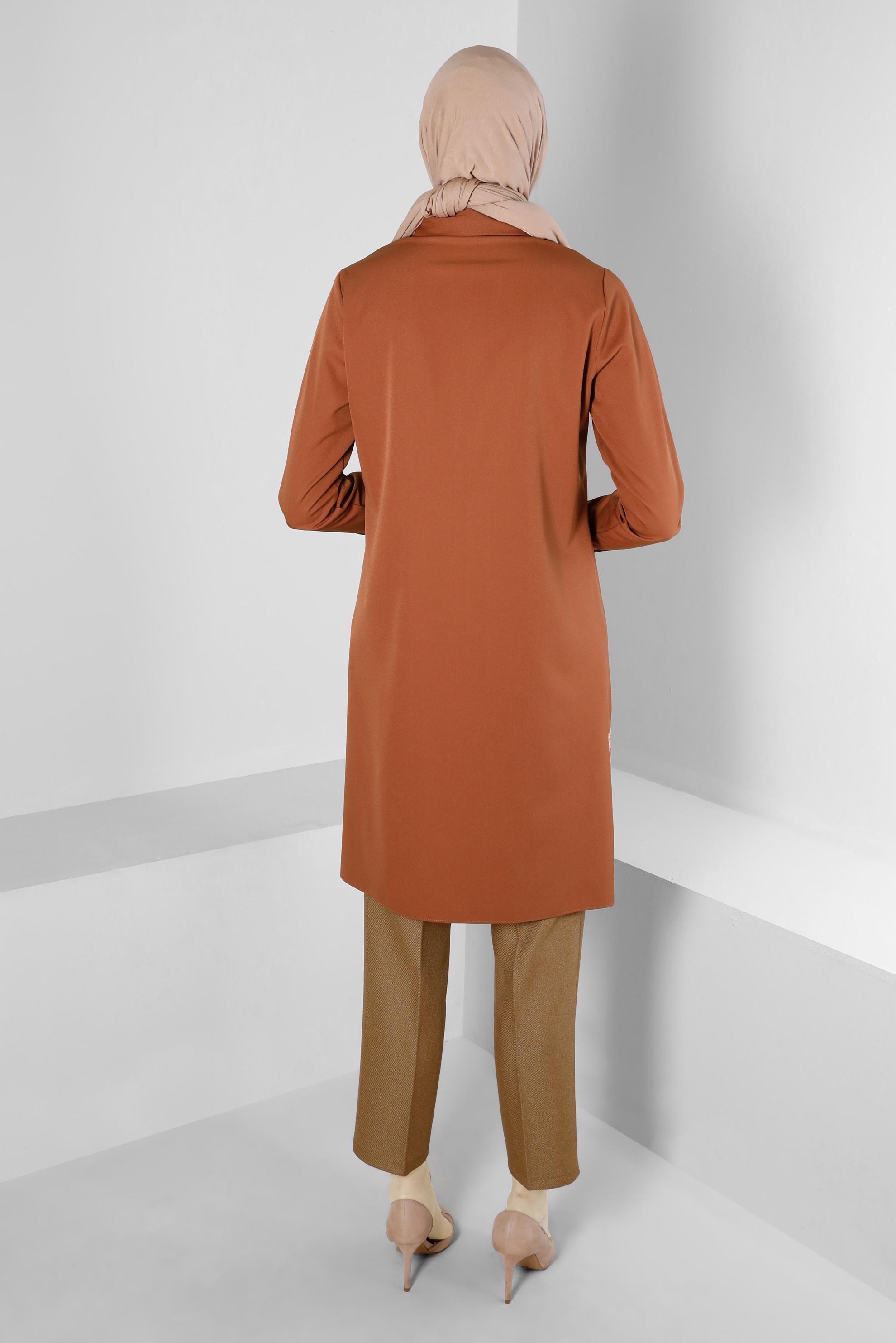 Tesettür giyim TABA DÜĞME DETAYLI TUNİK 43262