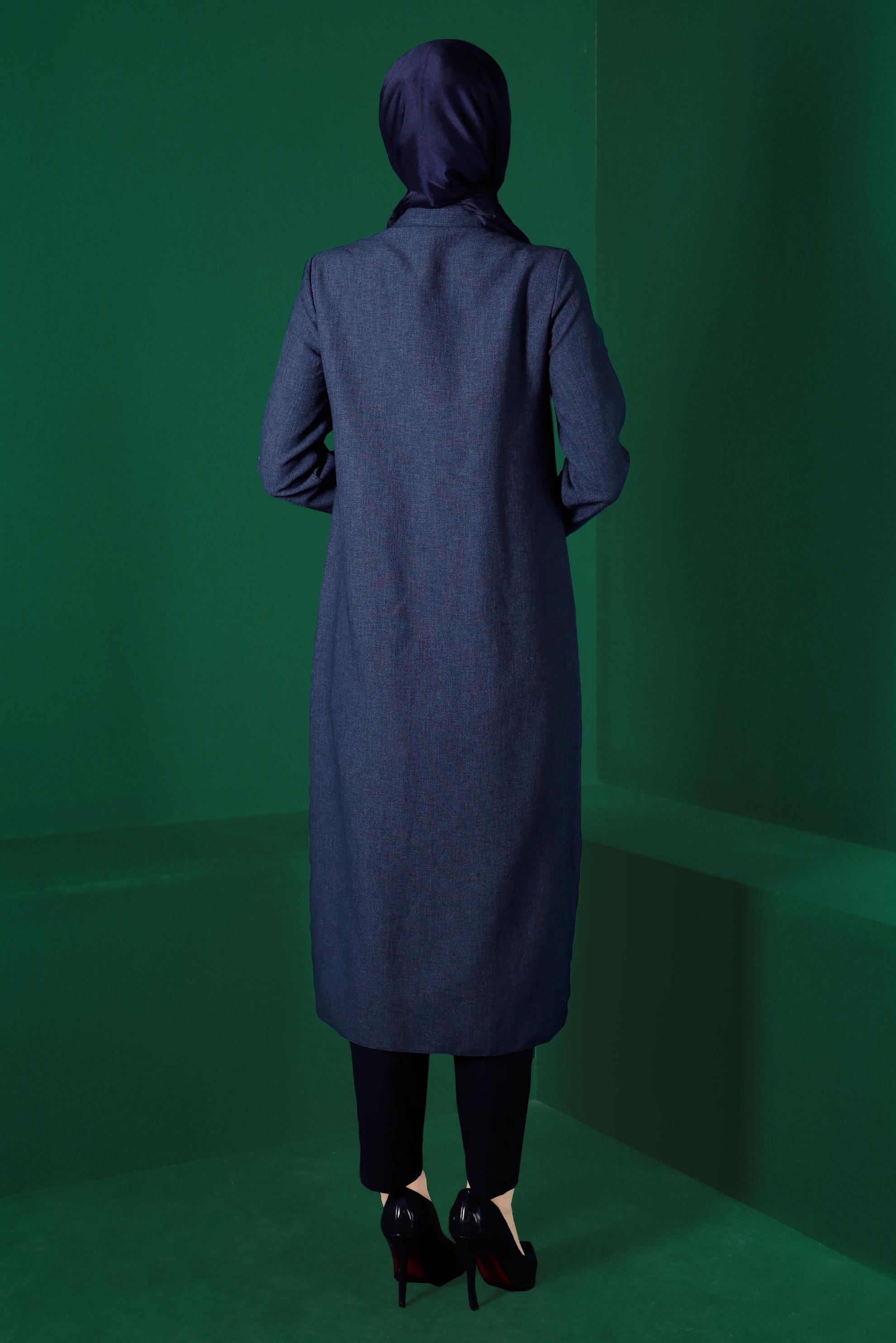 Tesettür giyim LACİVERT DÜĞMELİ CEPLİ TUNİK 43265 