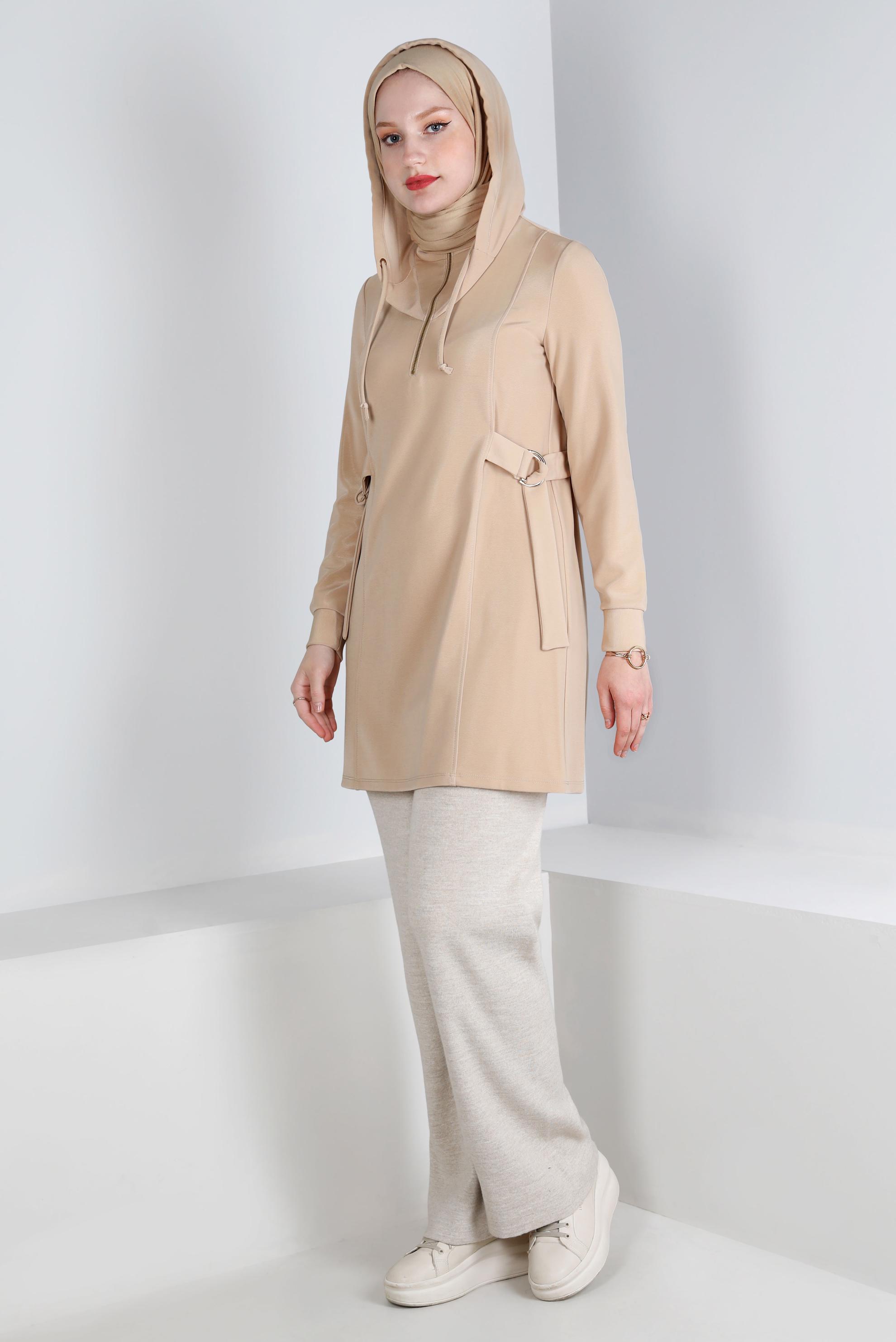 Vêtements hijab BLANC TUNIQUE ZIPPÉE À CAPUCHE 43267