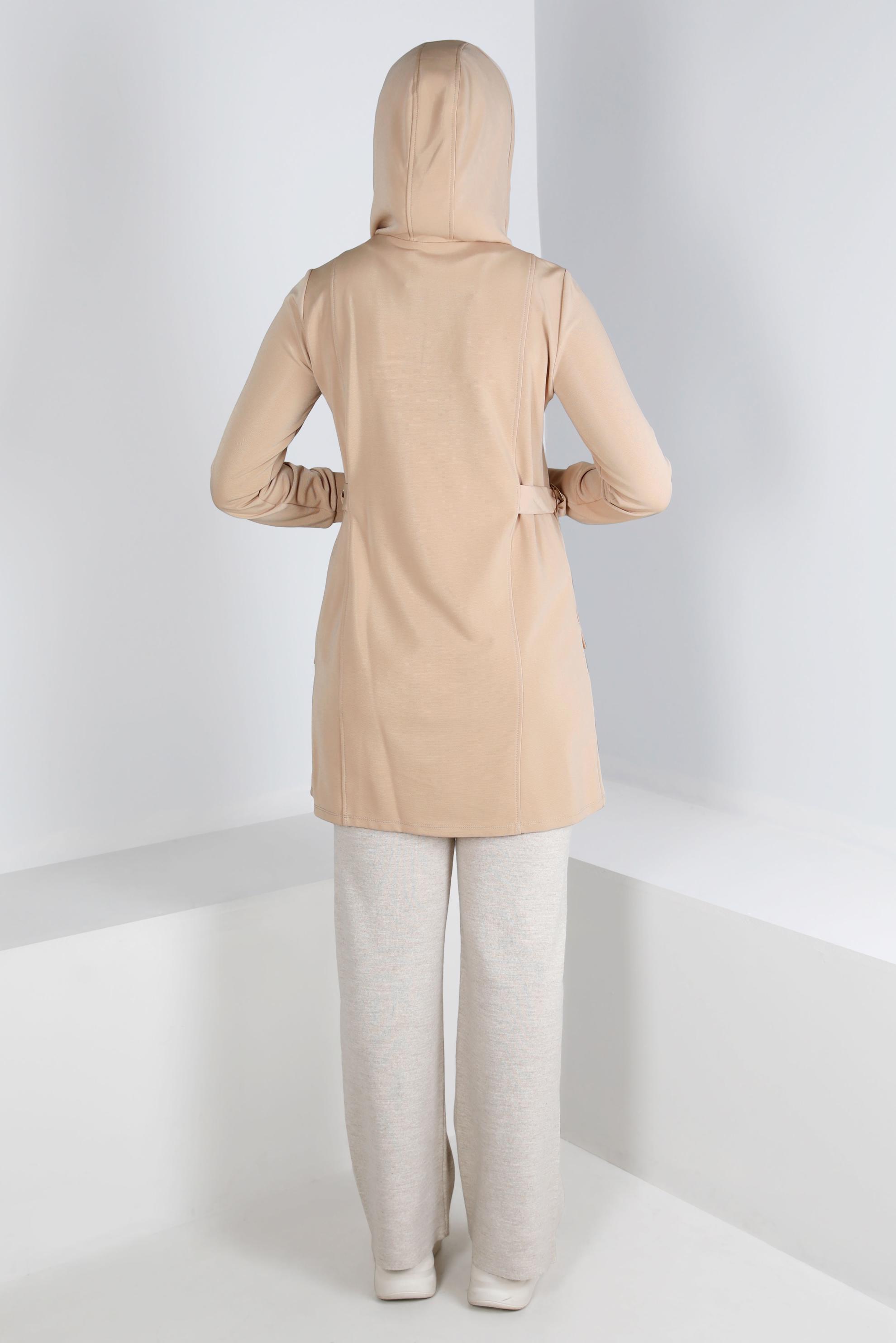 Vêtements hijab BLANC TUNIQUE ZIPPÉE À CAPUCHE 43267