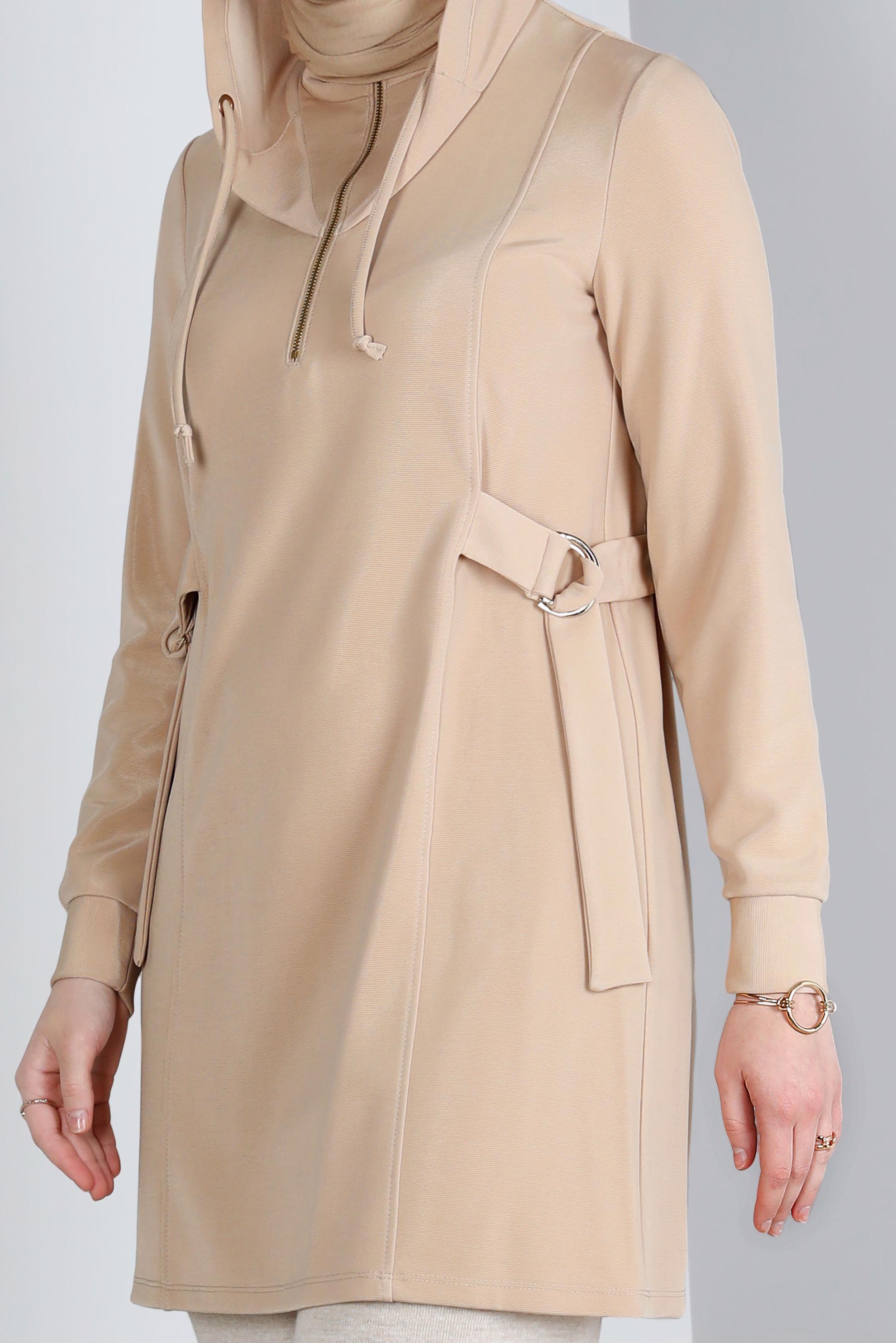 Vêtements hijab BLANC TUNIQUE ZIPPÉE À CAPUCHE 43267